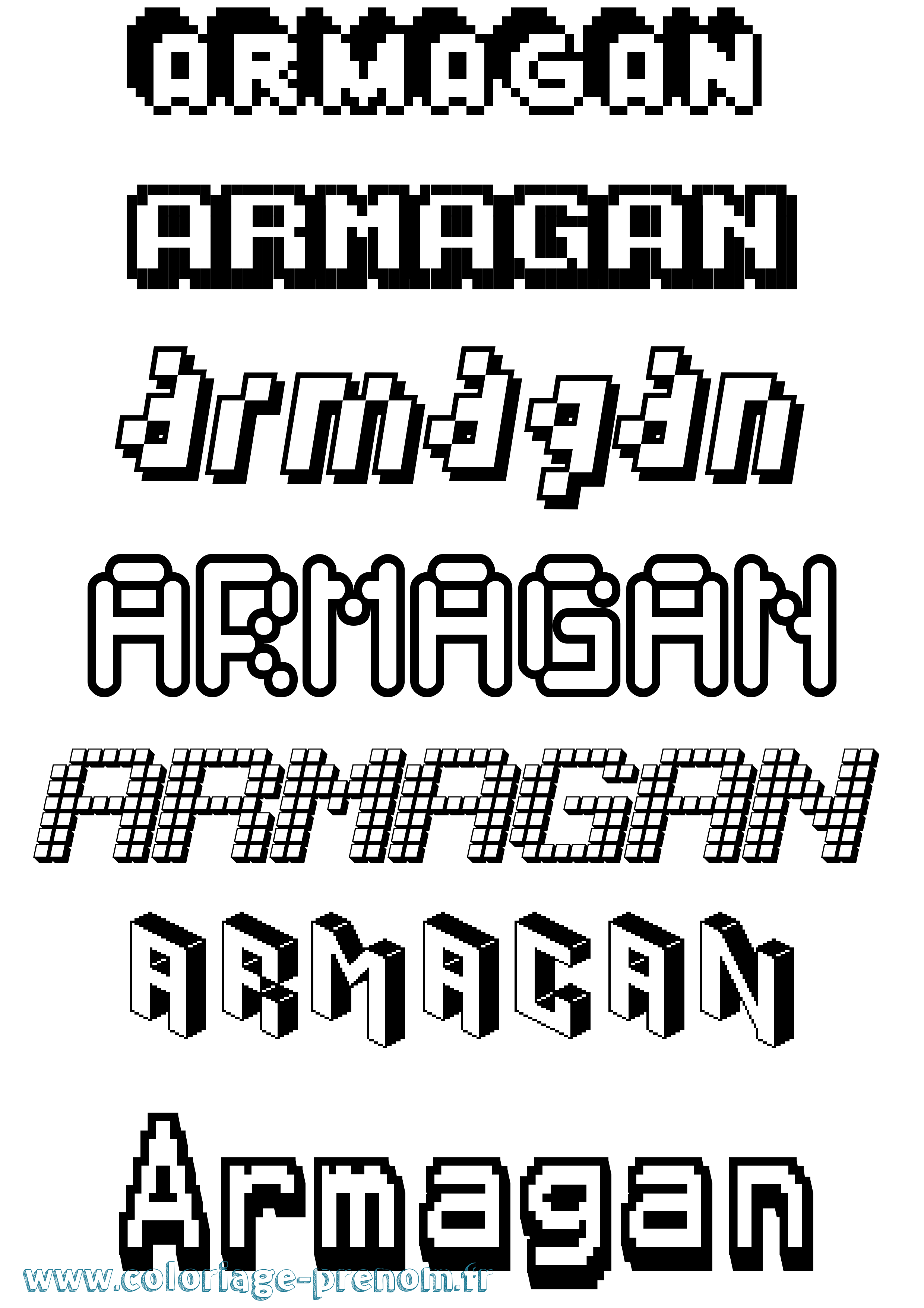 Coloriage prénom Armagan Pixel