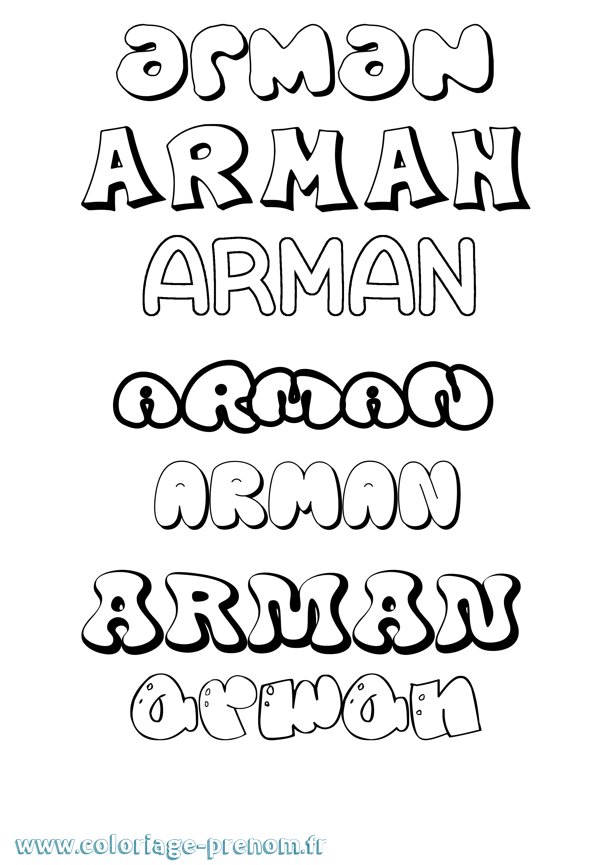 Coloriage prénom Arman Bubble
