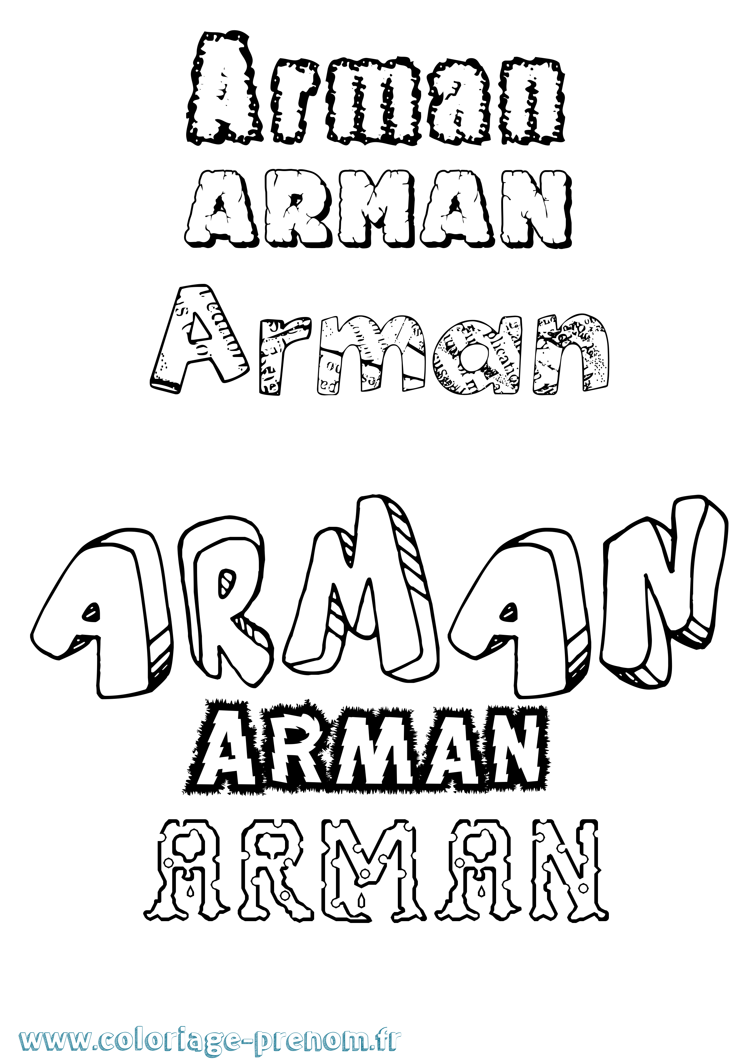 Coloriage prénom Arman Destructuré