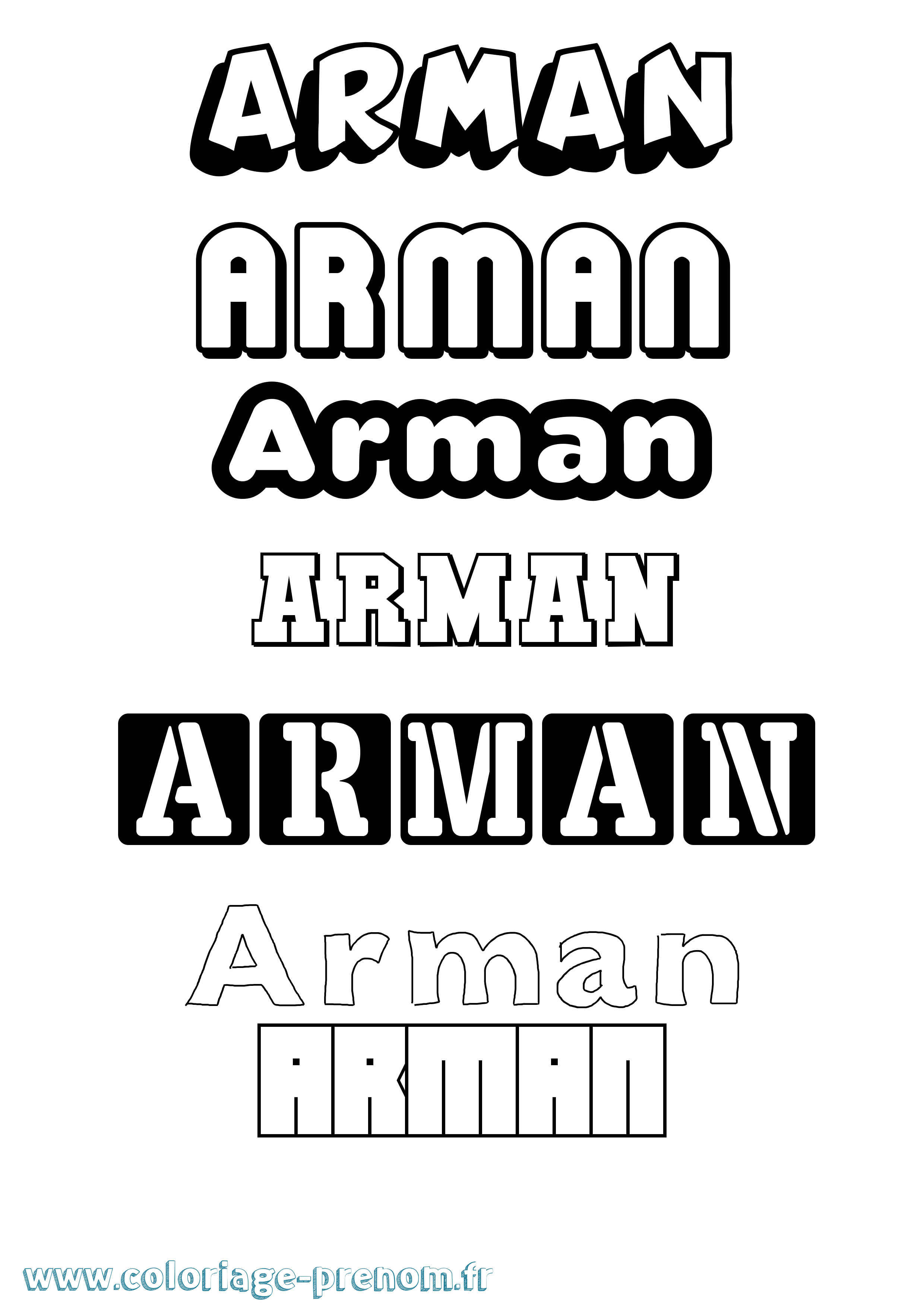 Coloriage prénom Arman Simple