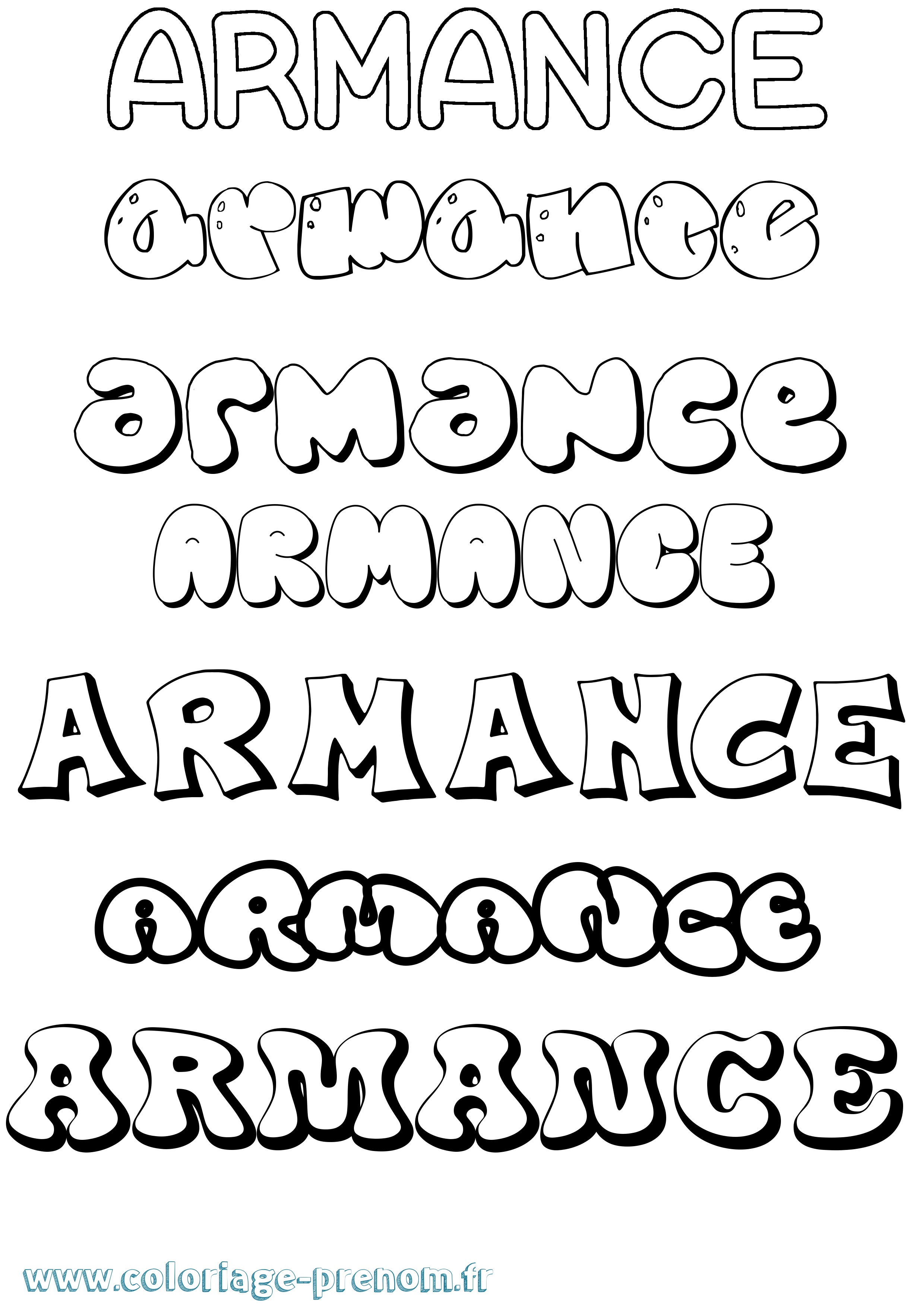 Coloriage Armance Bubble Coloriage prénom Armance Bubble