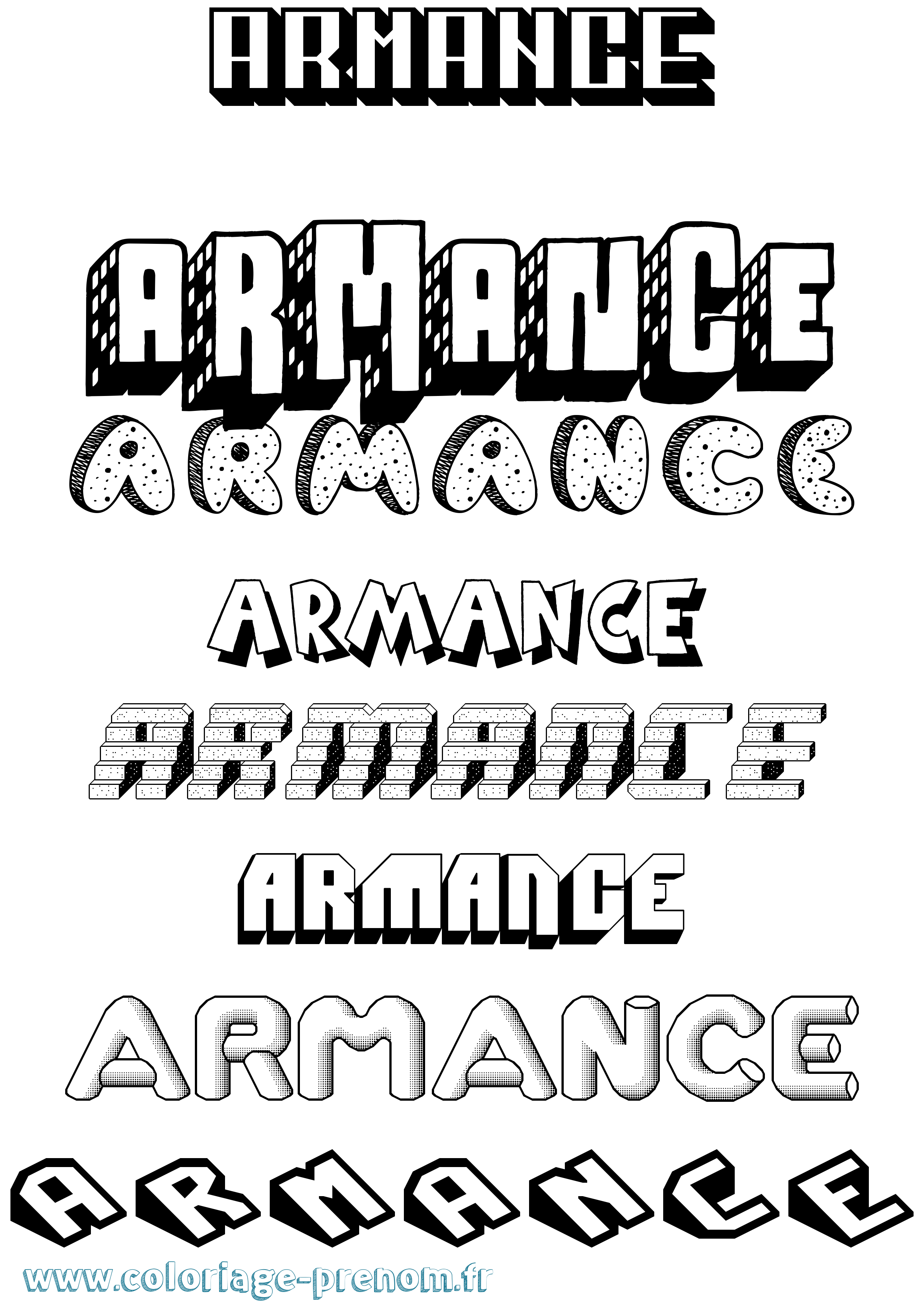 Coloriage Armance Effet 3D Coloriage prénom Armance Effet 3D