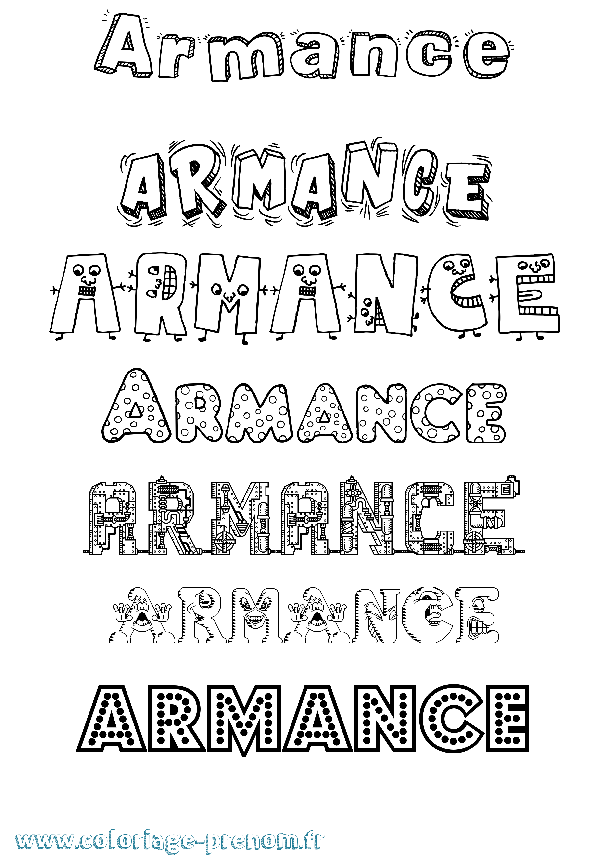 Coloriage prénom Armance Fun
