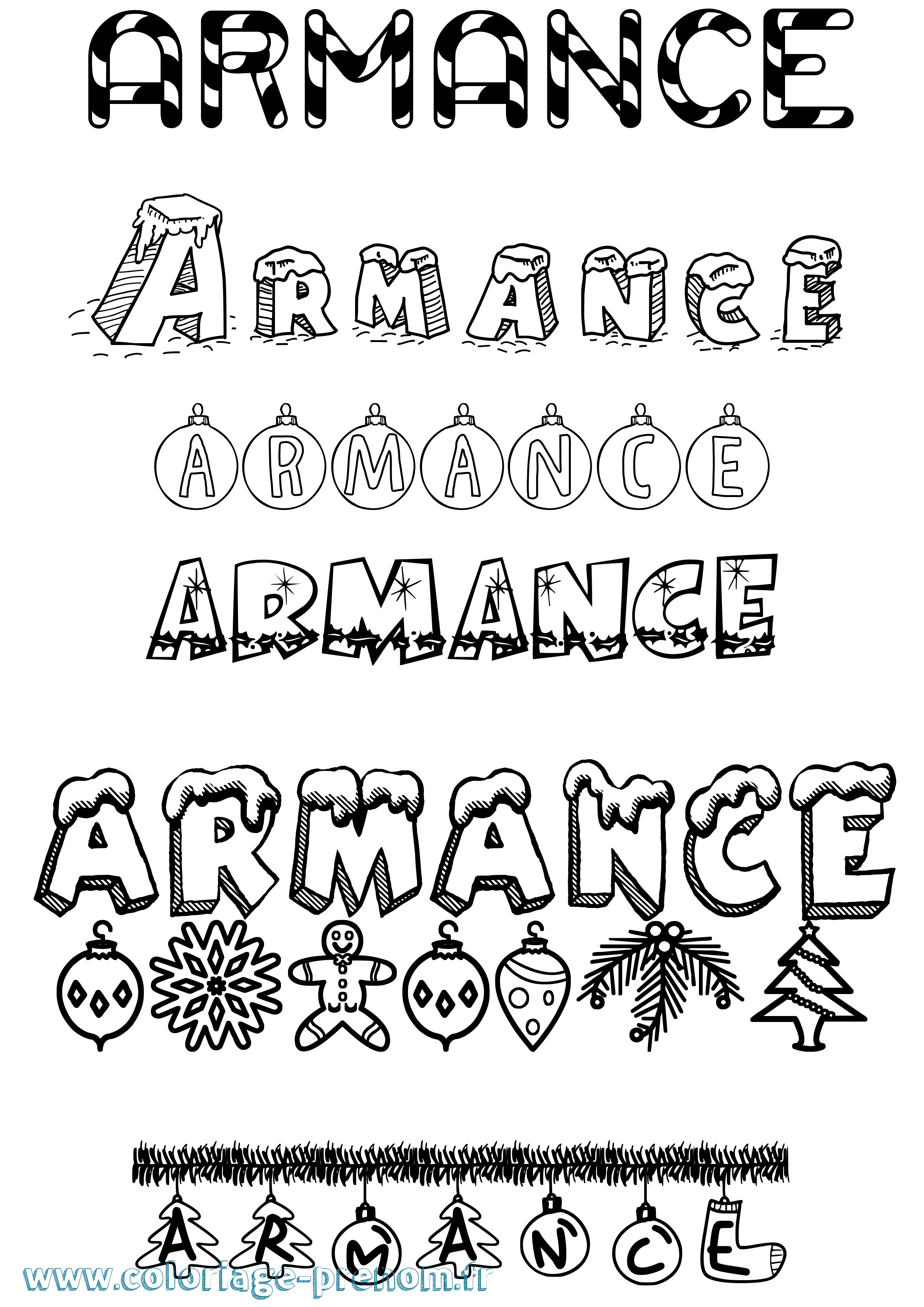 Coloriage Armance Noël Coloriage prénom Armance Noël