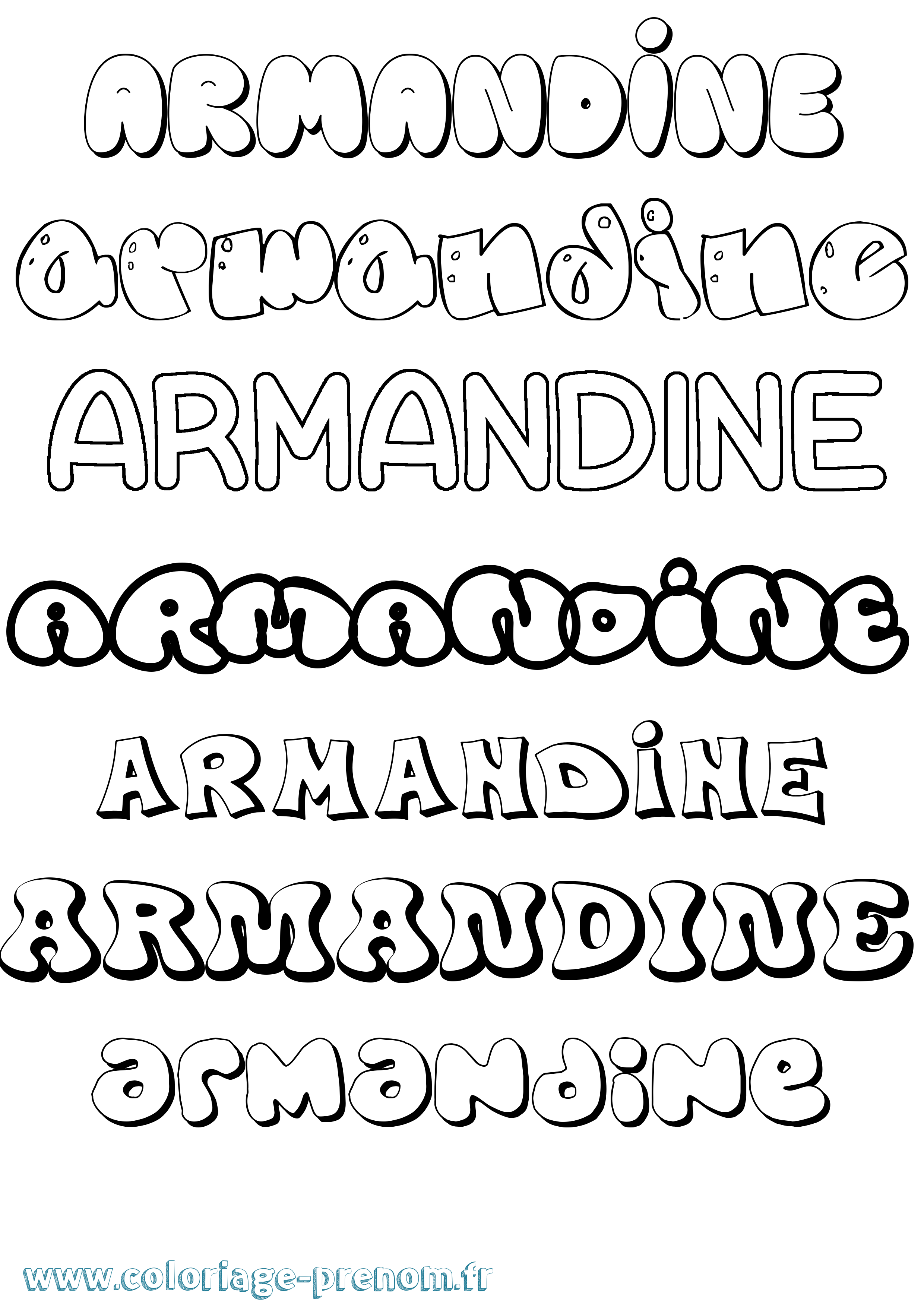 Coloriage Armandine Bubble Coloriage prénom Armandine Bubble