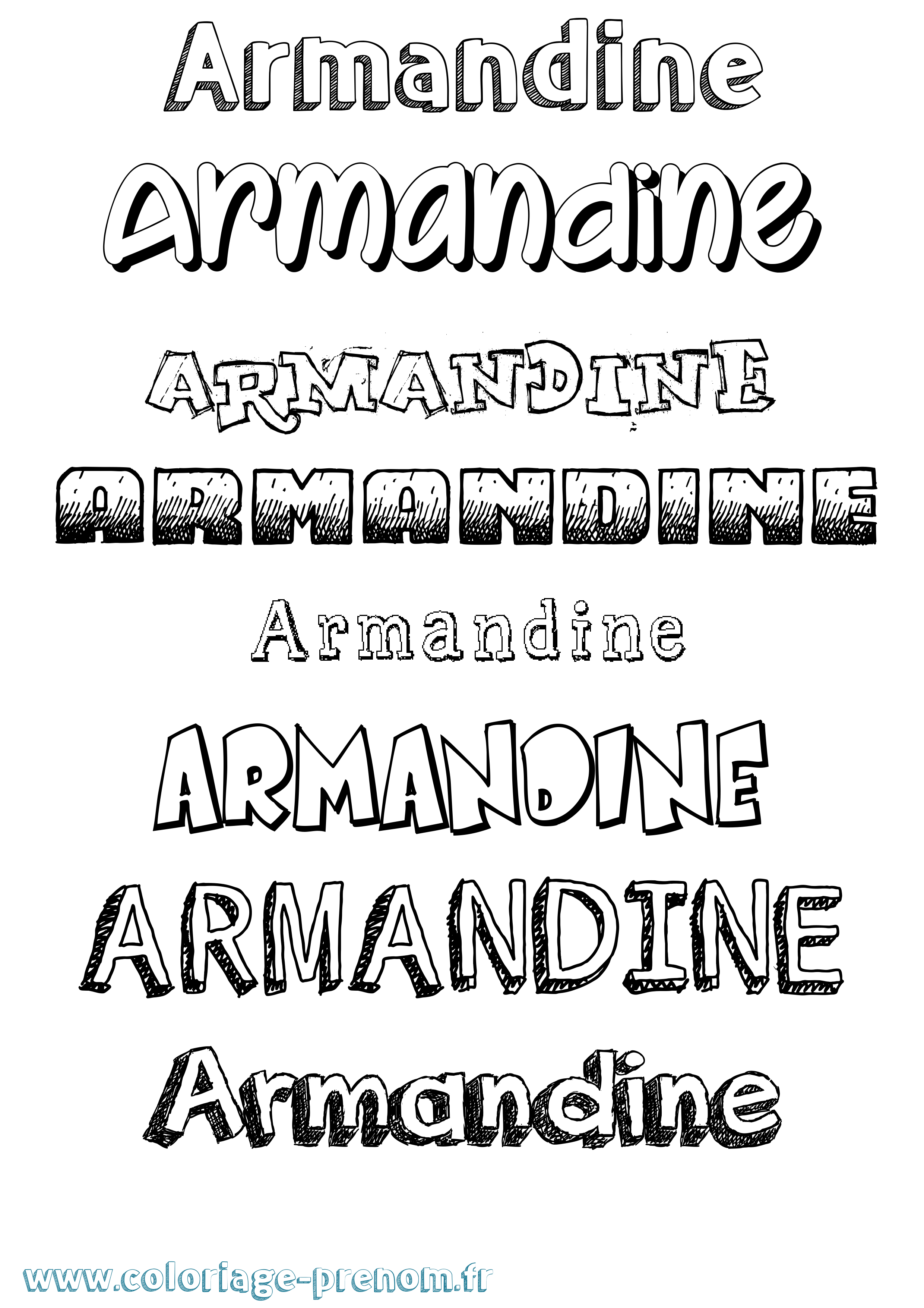 Coloriage Armandine Dessiné Coloriage prénom Armandine Dessiné
