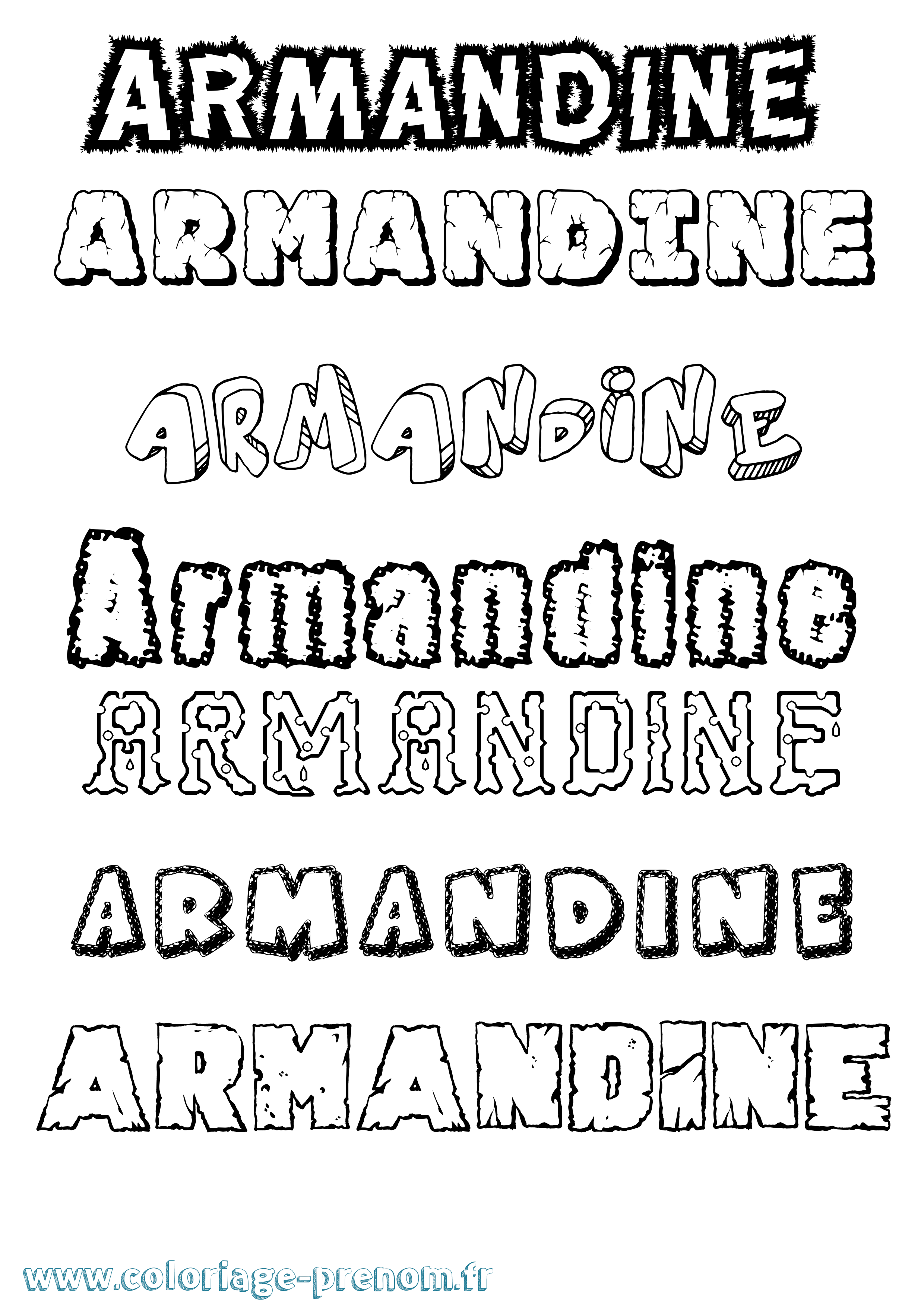 Coloriage Armandine Destructuré Coloriage prénom Armandine Destructuré
