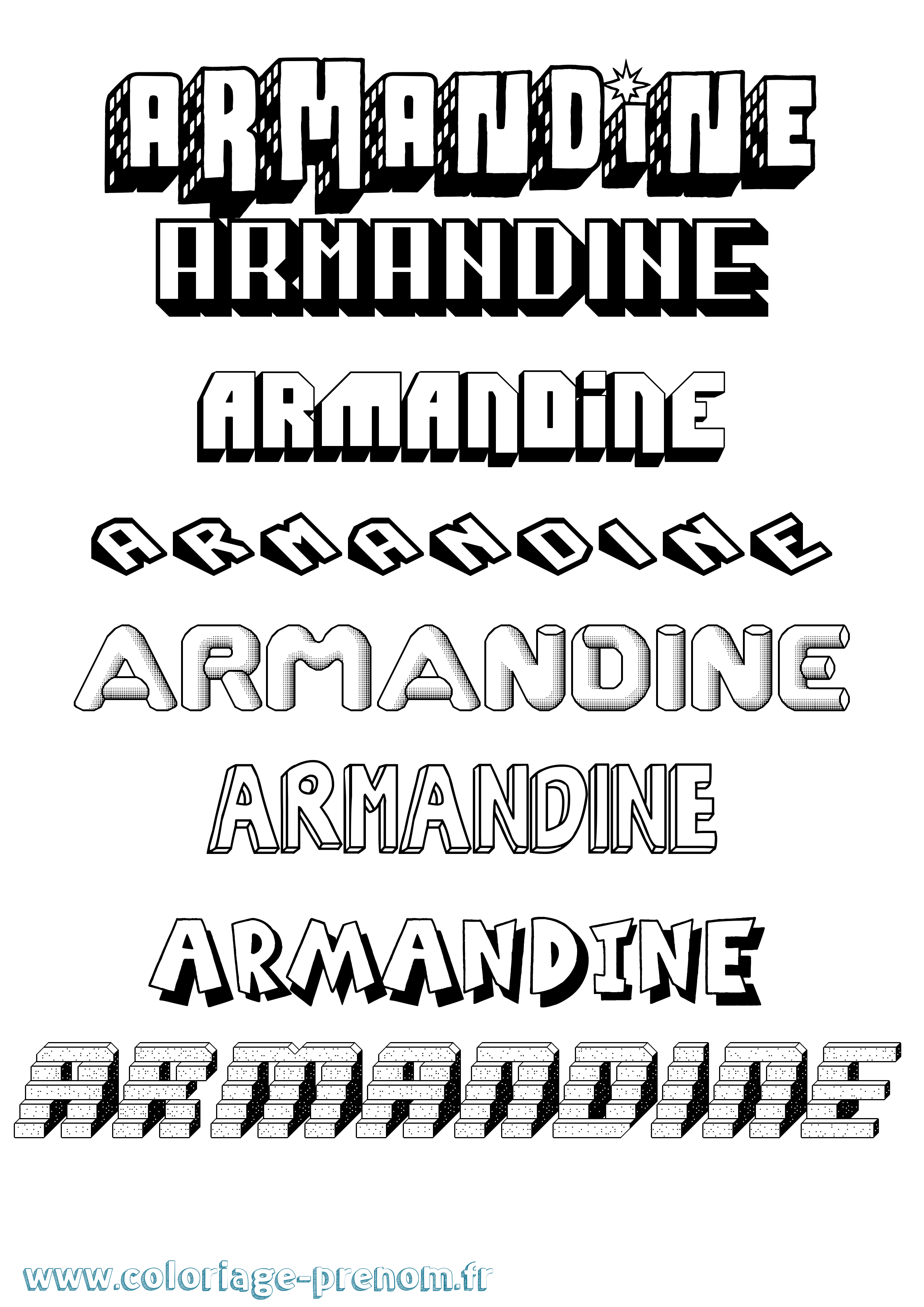 Coloriage Armandine Effet 3D Coloriage prénom Armandine Effet 3D