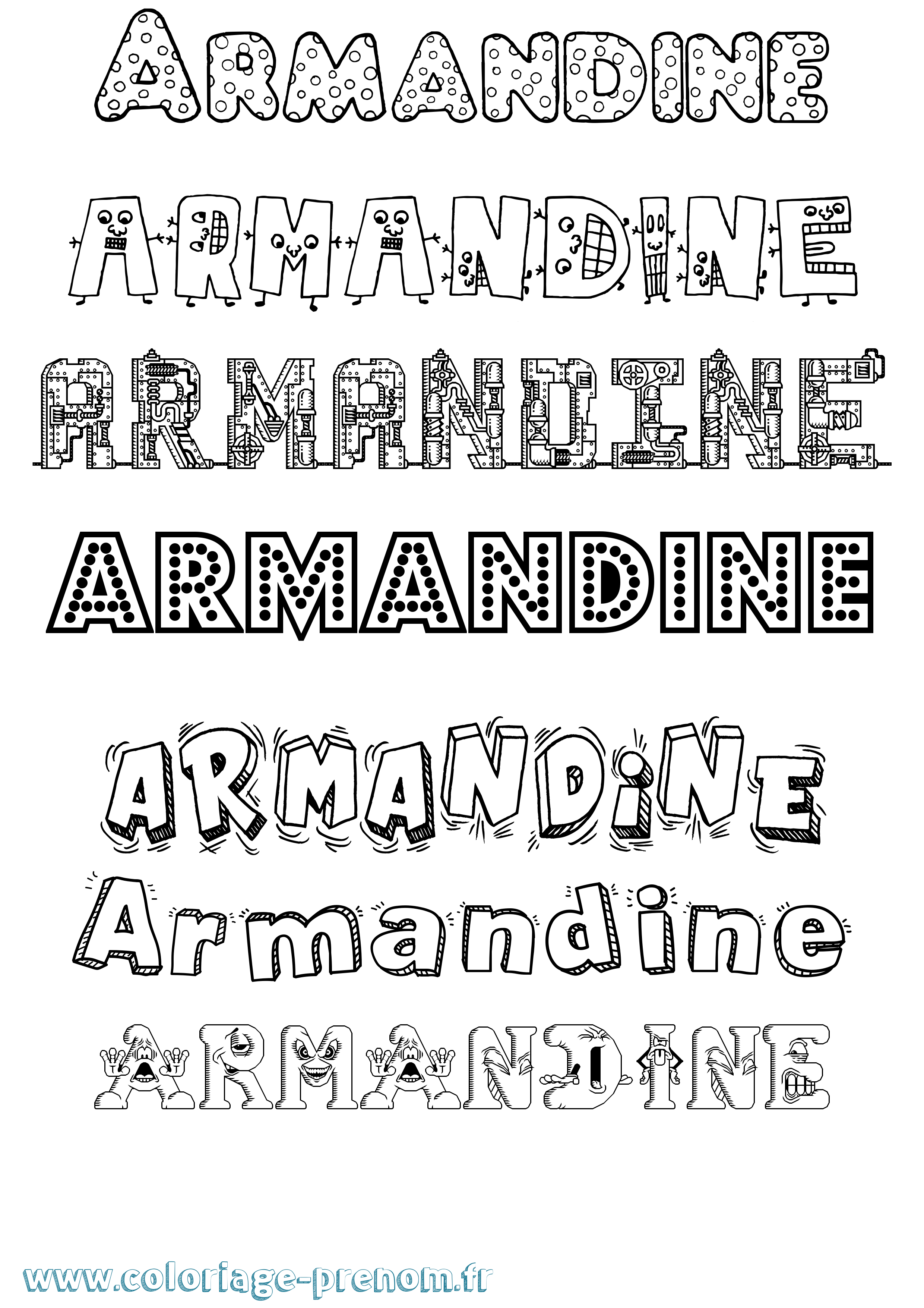 Coloriage Armandine Fun Coloriage prénom Armandine Fun