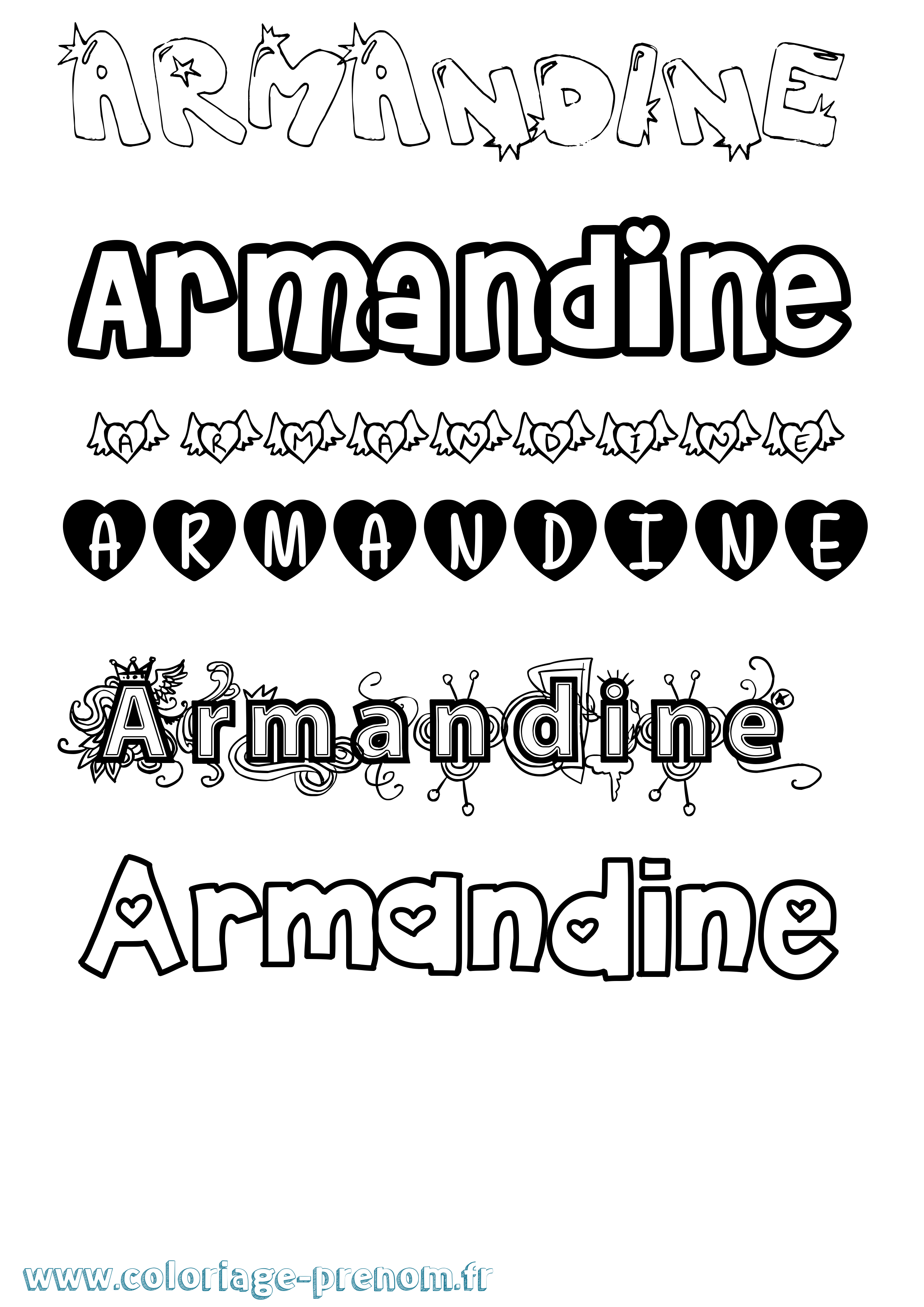Coloriage Armandine Girly Coloriage prénom Armandine Girly
