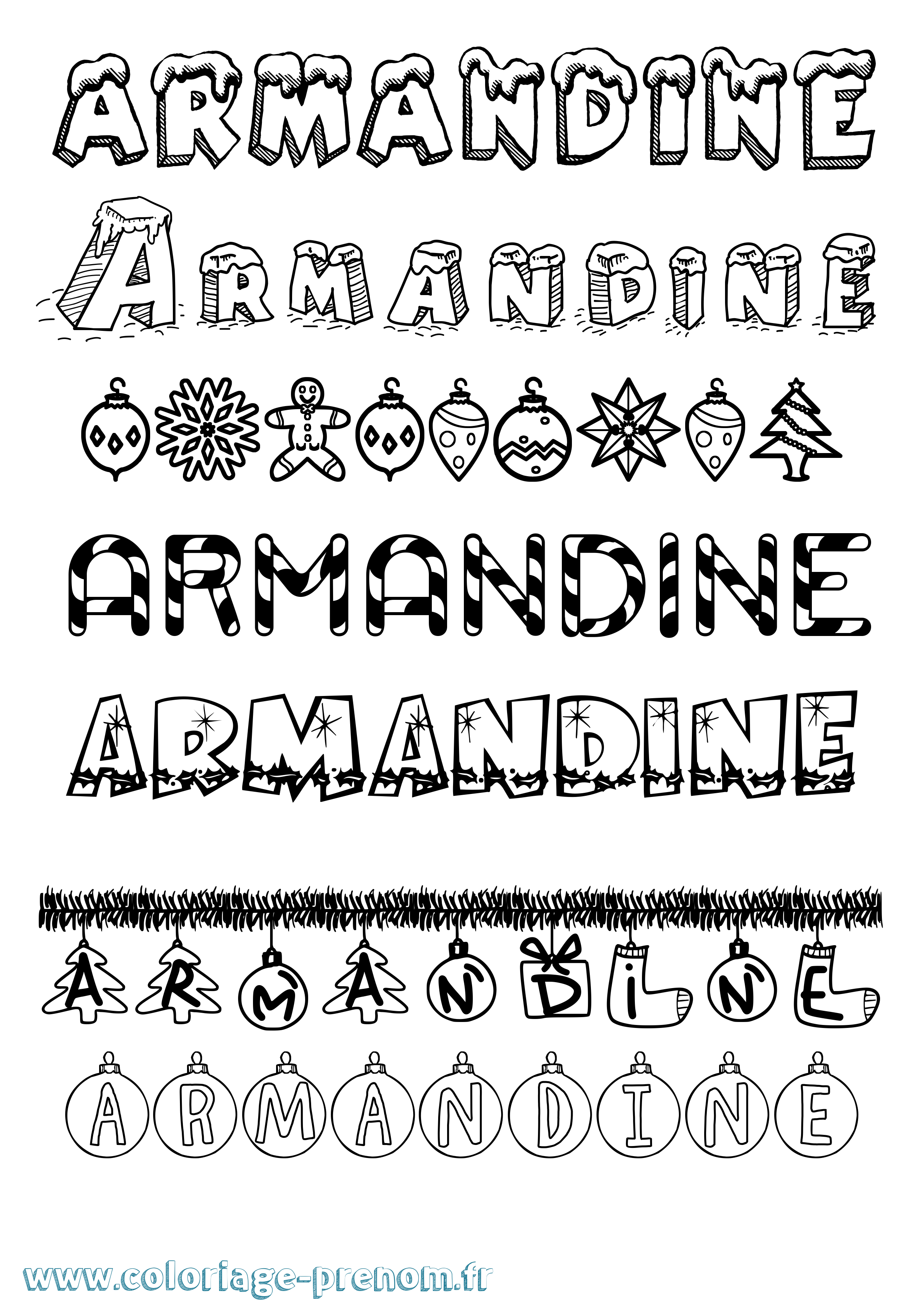 Coloriage Armandine Noël Coloriage prénom Armandine Noël