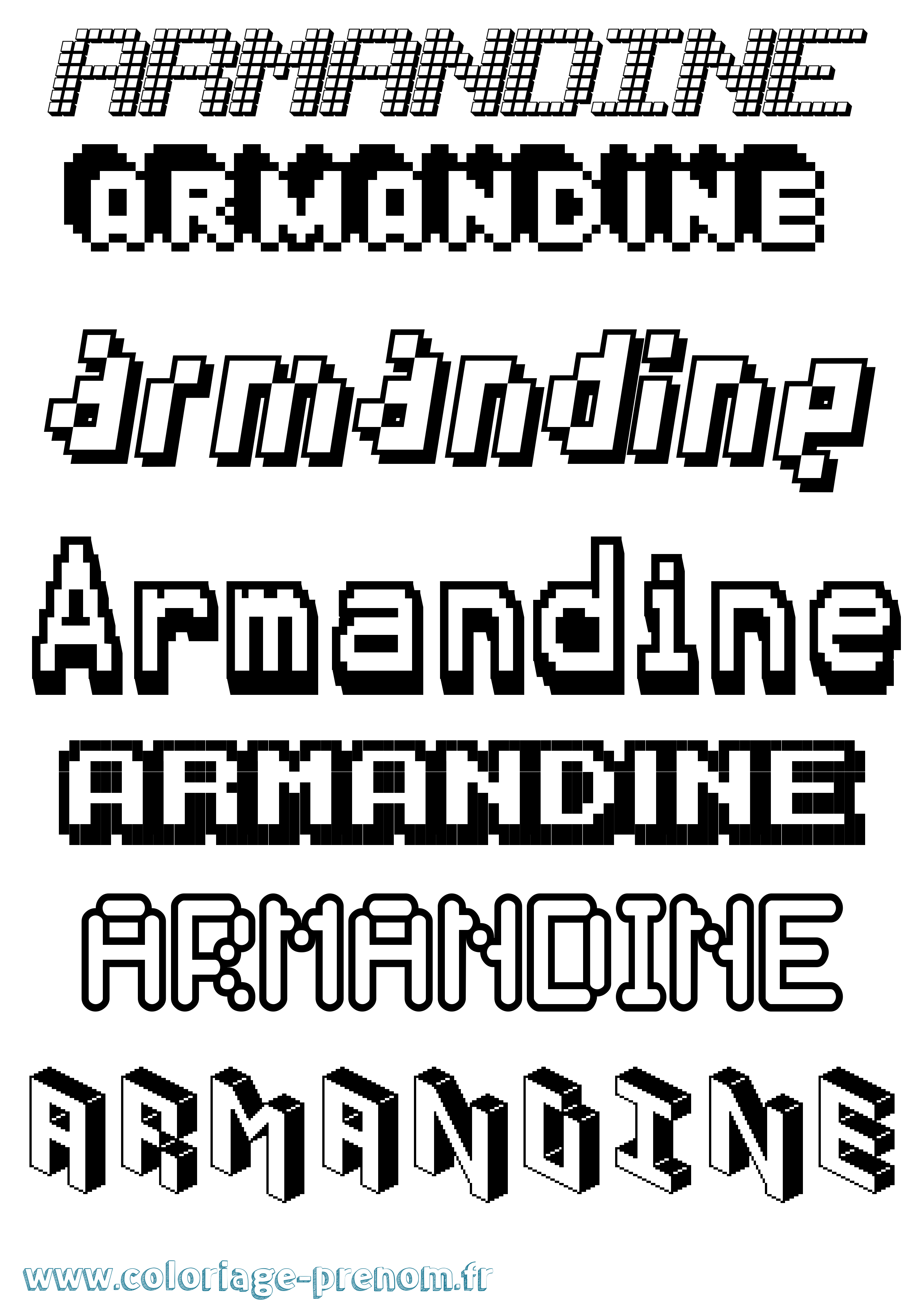 Coloriage Armandine Pixel Coloriage prénom Armandine Pixel