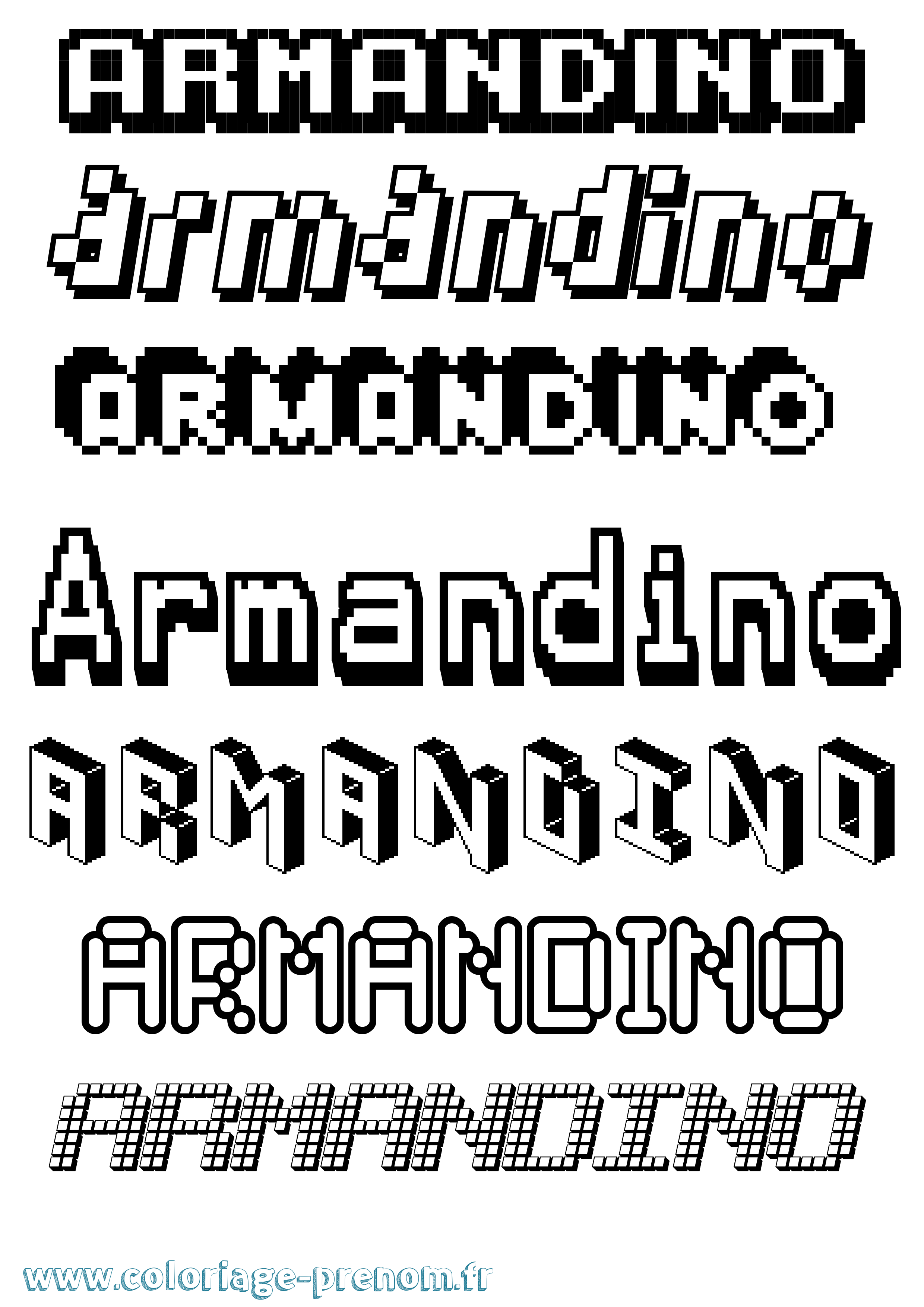 Coloriage prénom Armandino Pixel