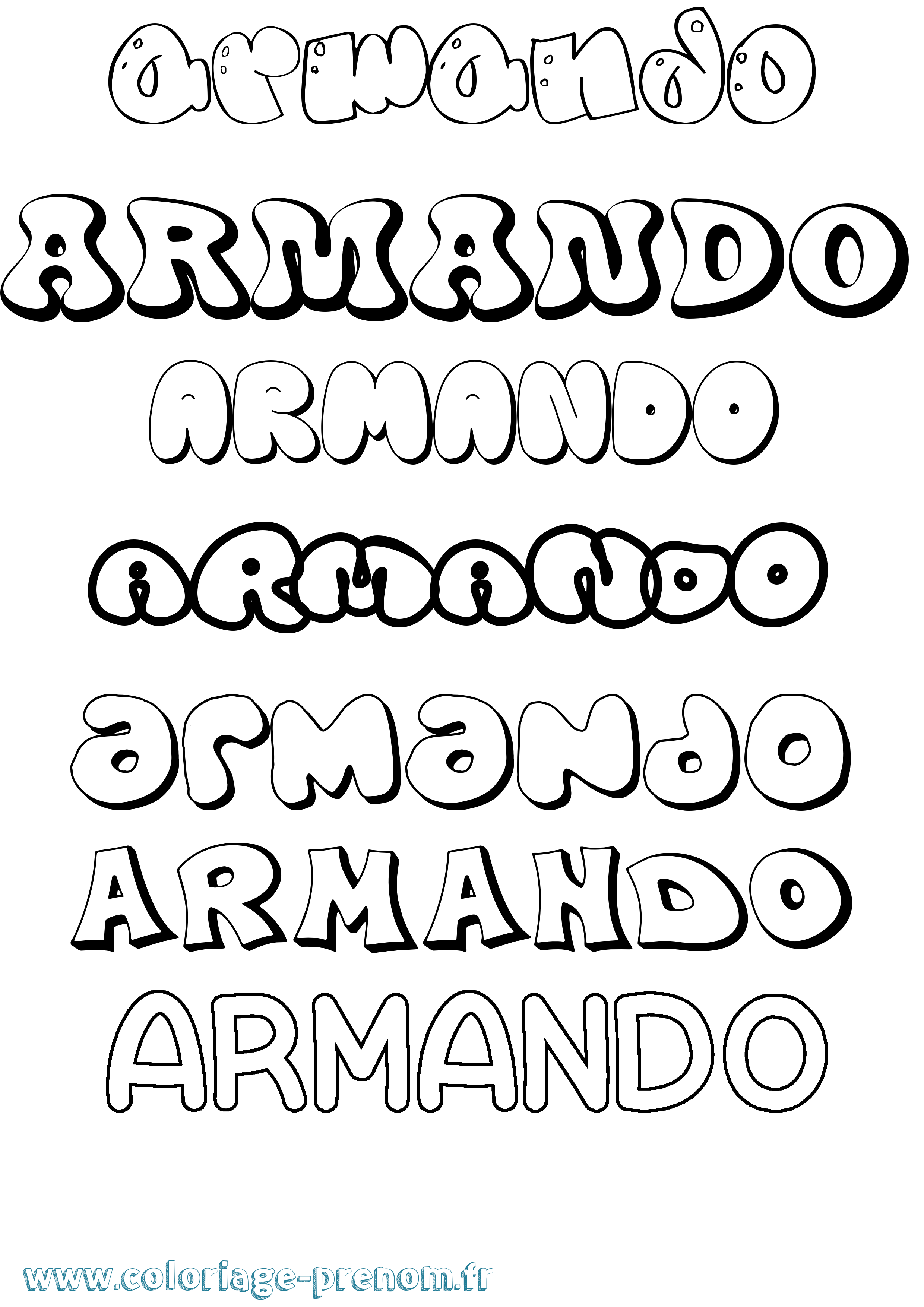 Coloriage prénom Armando Bubble