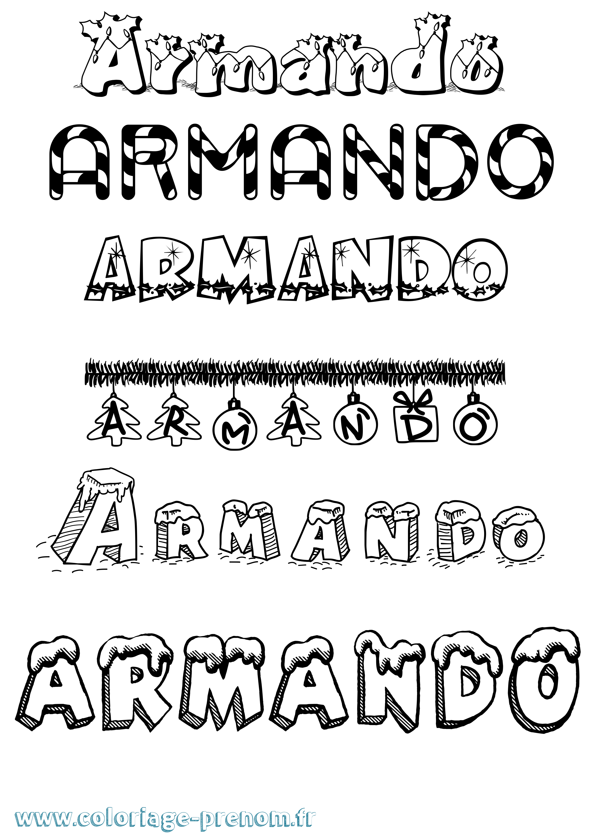 Coloriage prénom Armando Noël