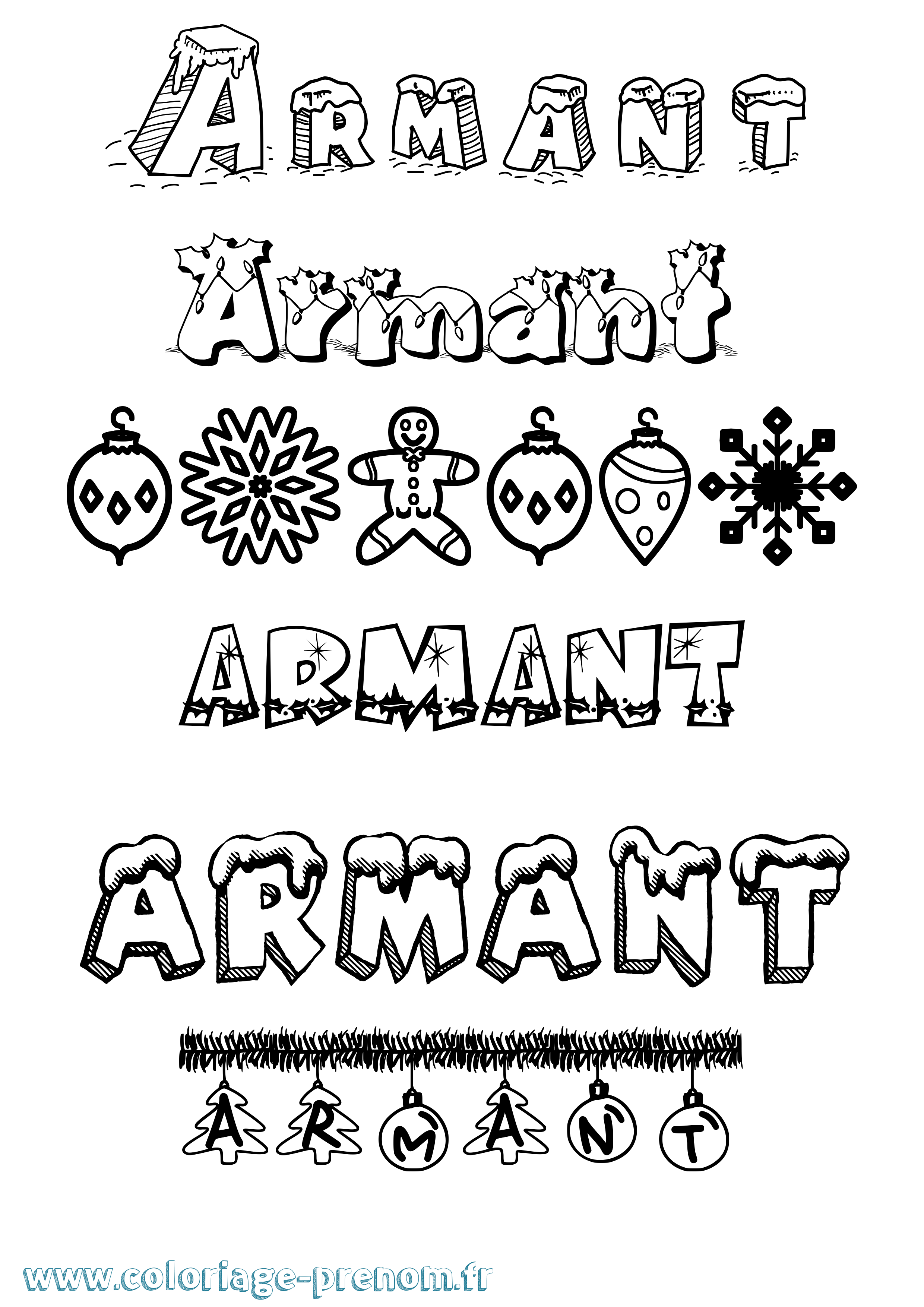 Coloriage Armant Noël Coloriage prénom Armant Noël