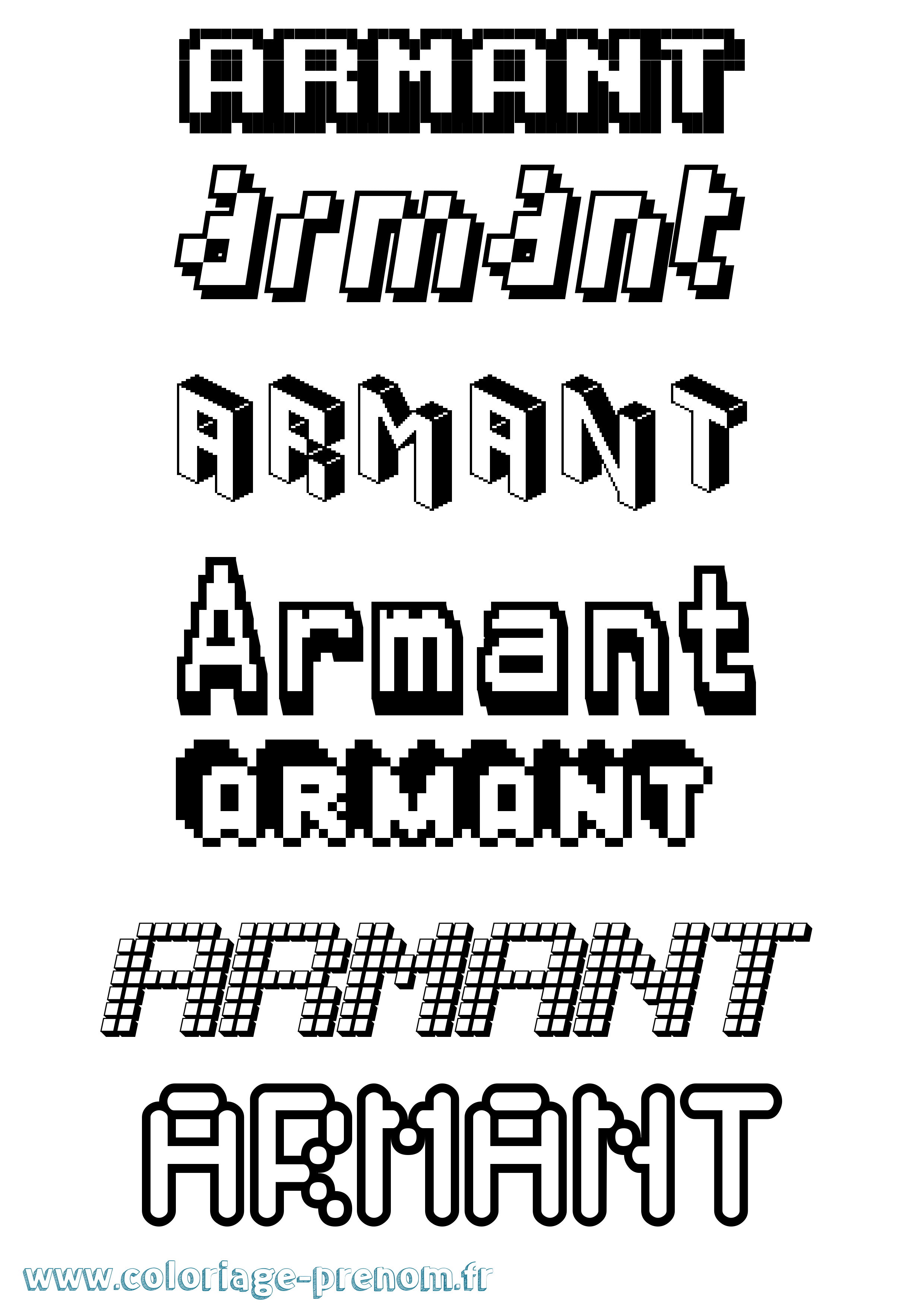 Coloriage prénom Armant Pixel