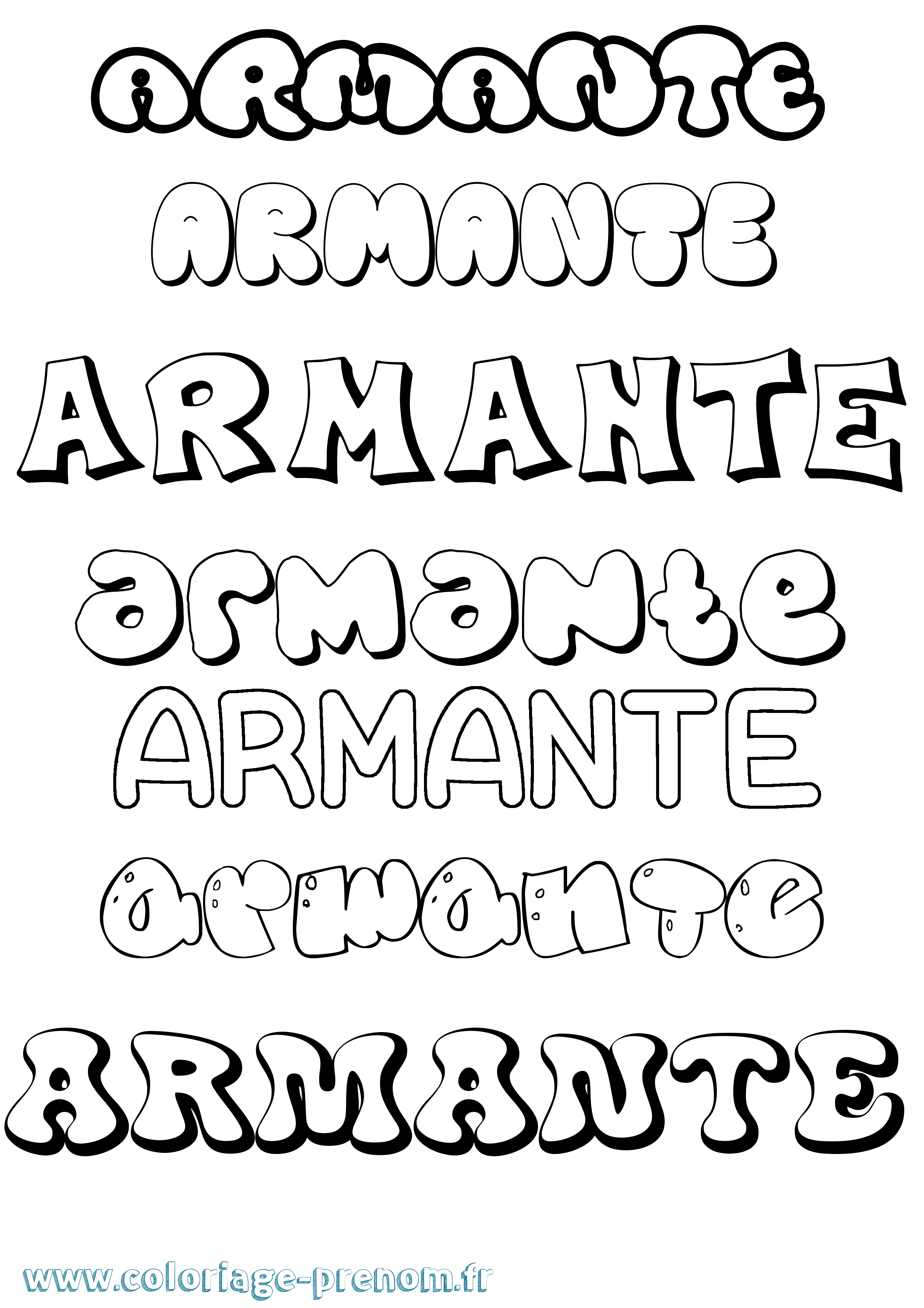 Coloriage prénom Armante Bubble
