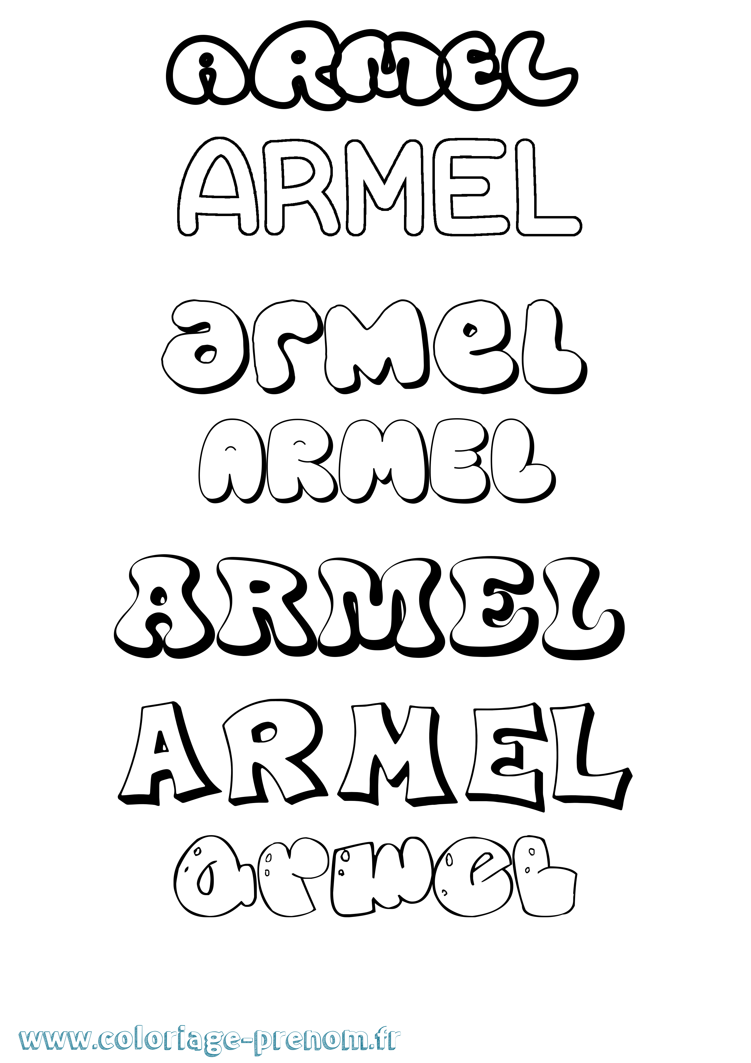 Coloriage prénom Armel Bubble
