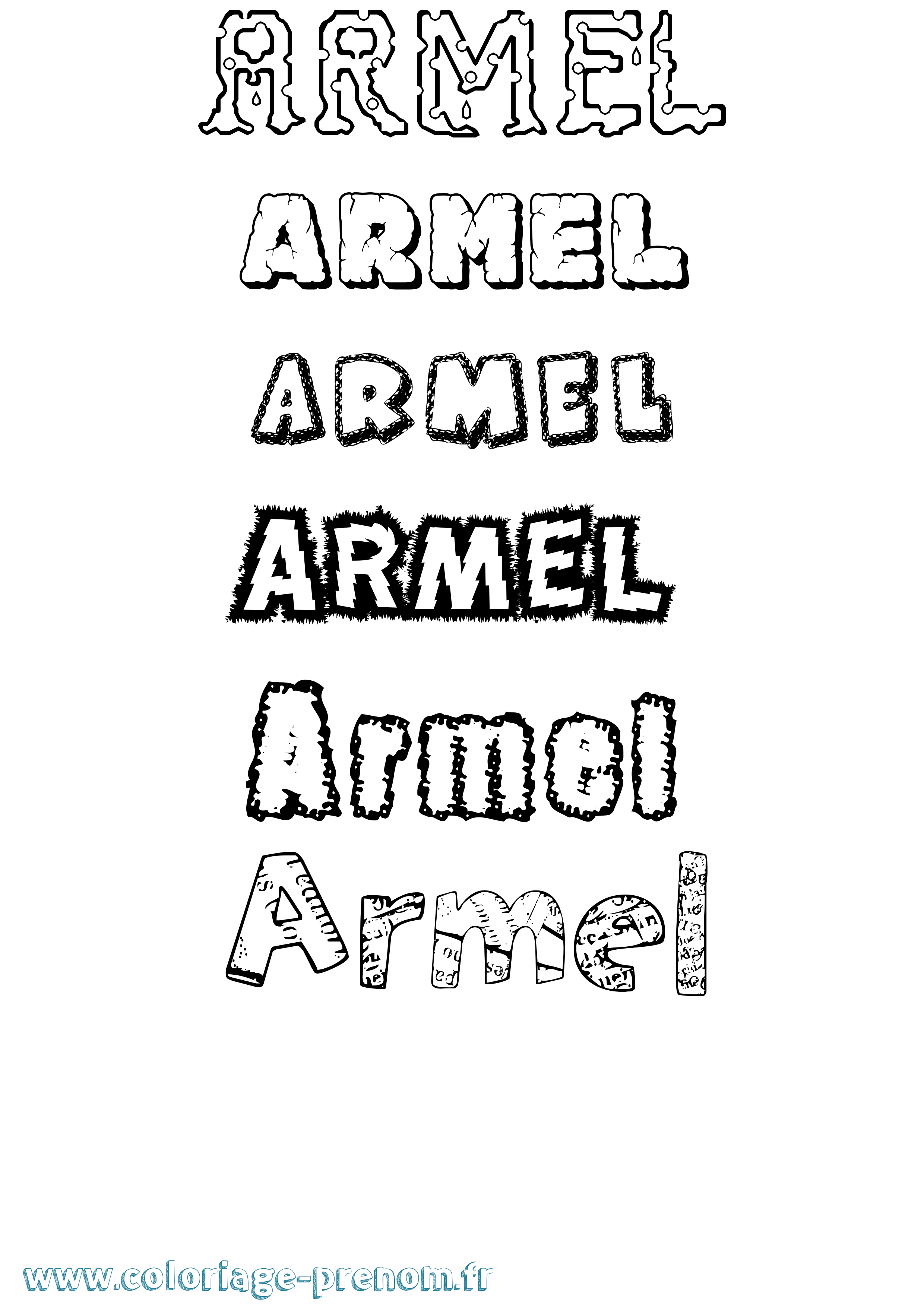 Coloriage Armel Destructuré Coloriage prénom Armel Destructuré