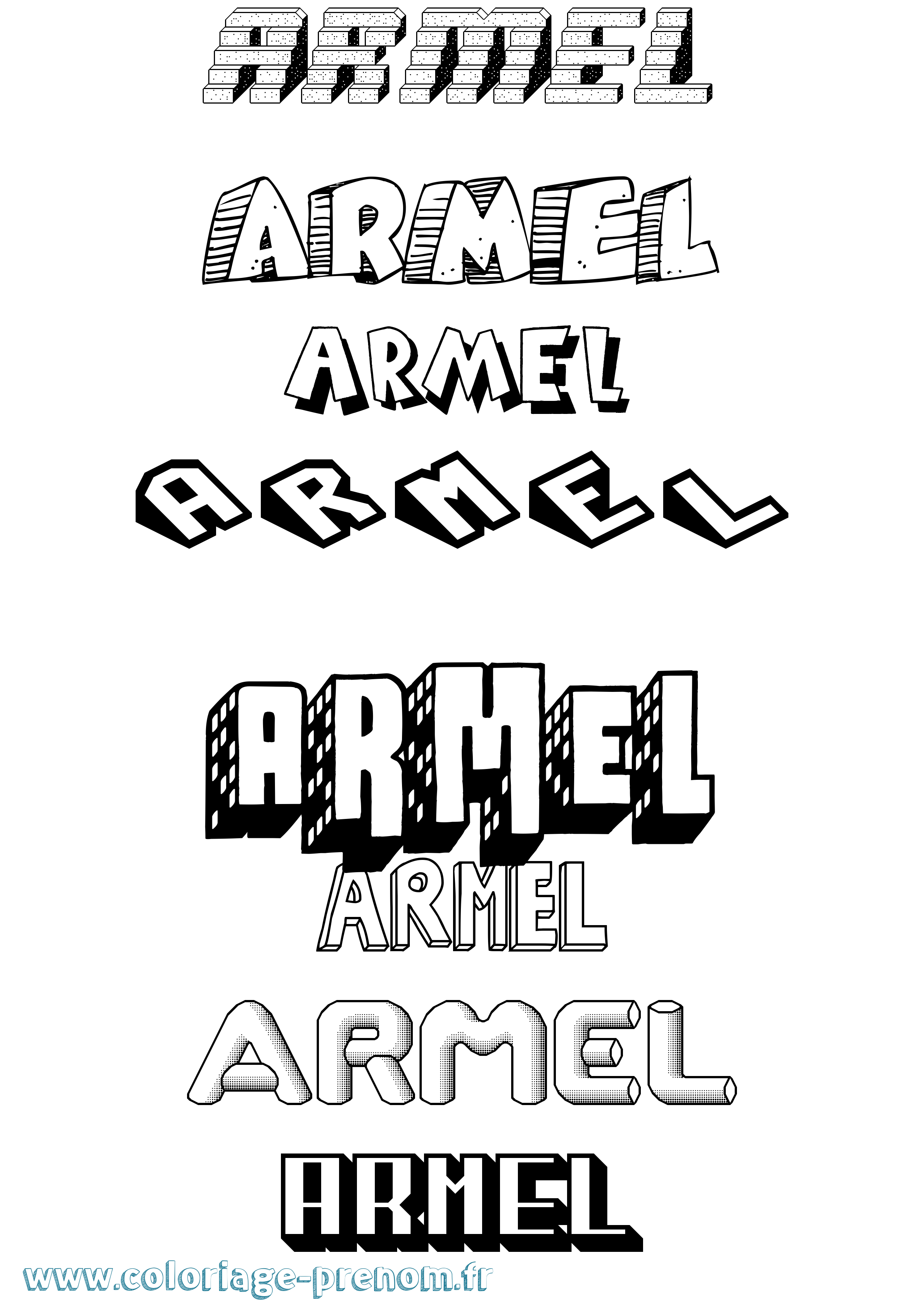 Coloriage prénom Armel Effet 3D