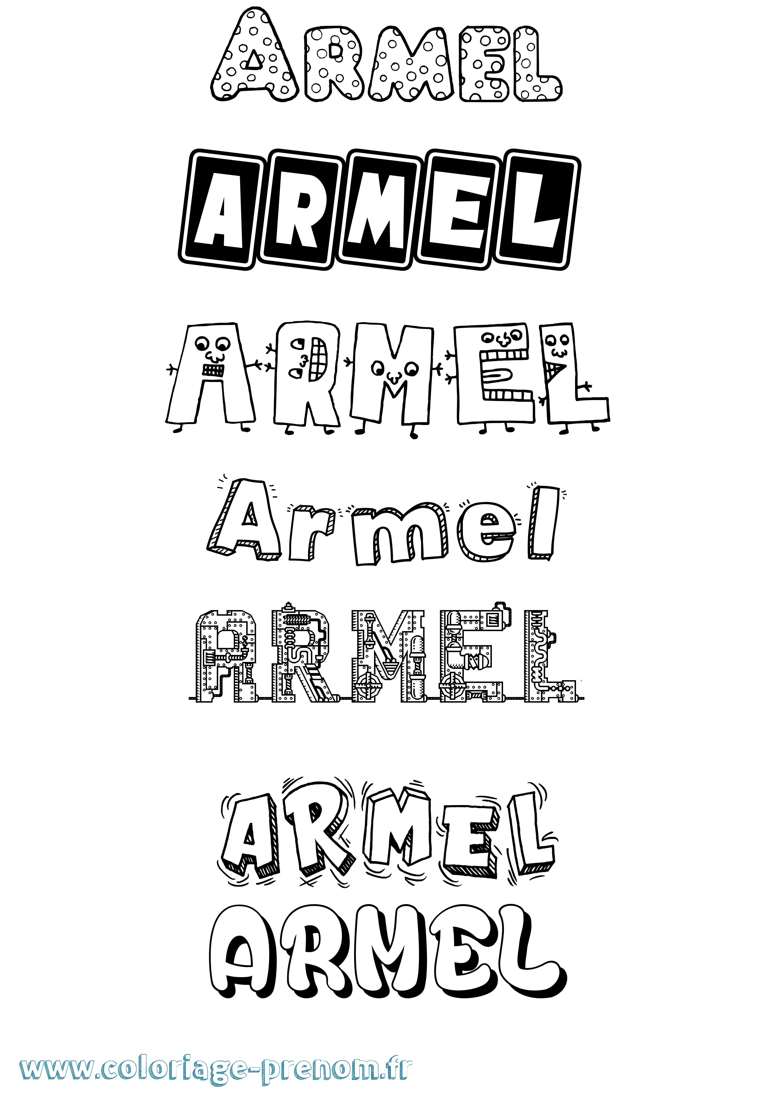 Coloriage prénom Armel Fun