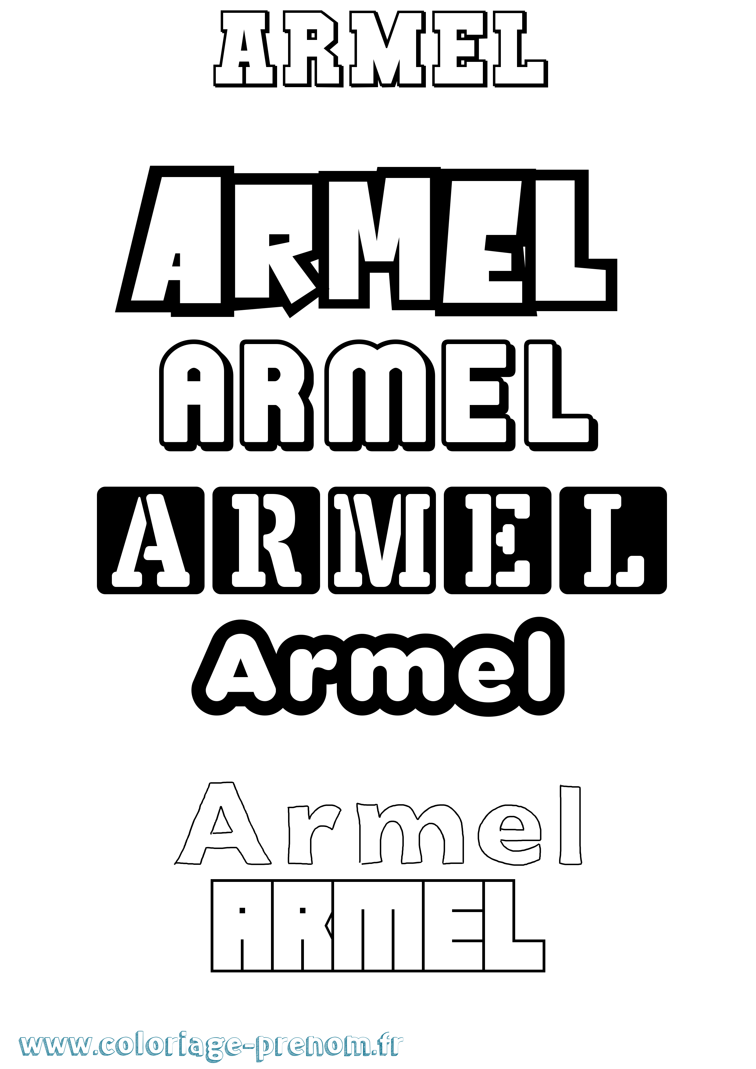 Coloriage prénom Armel Simple