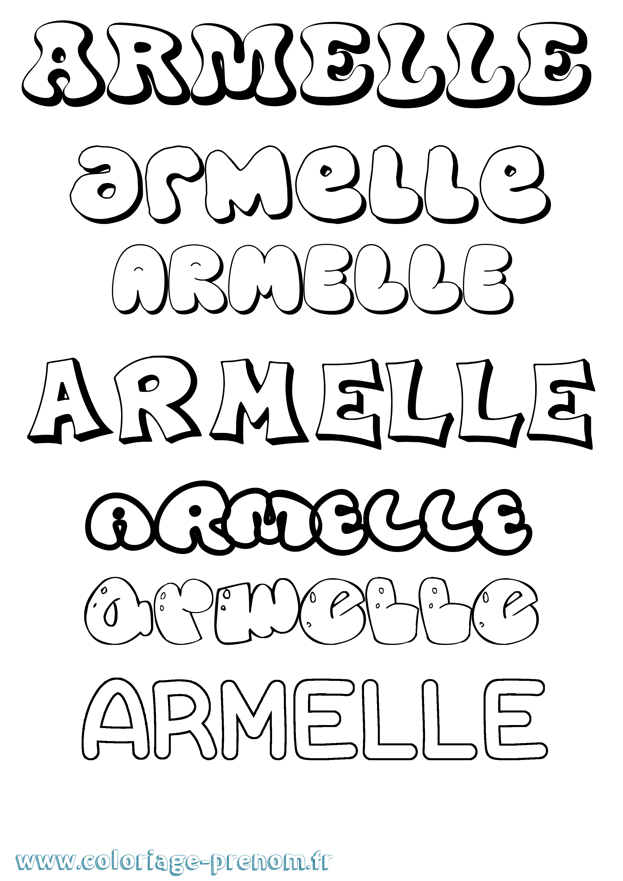 Coloriage prénom Armelle Bubble