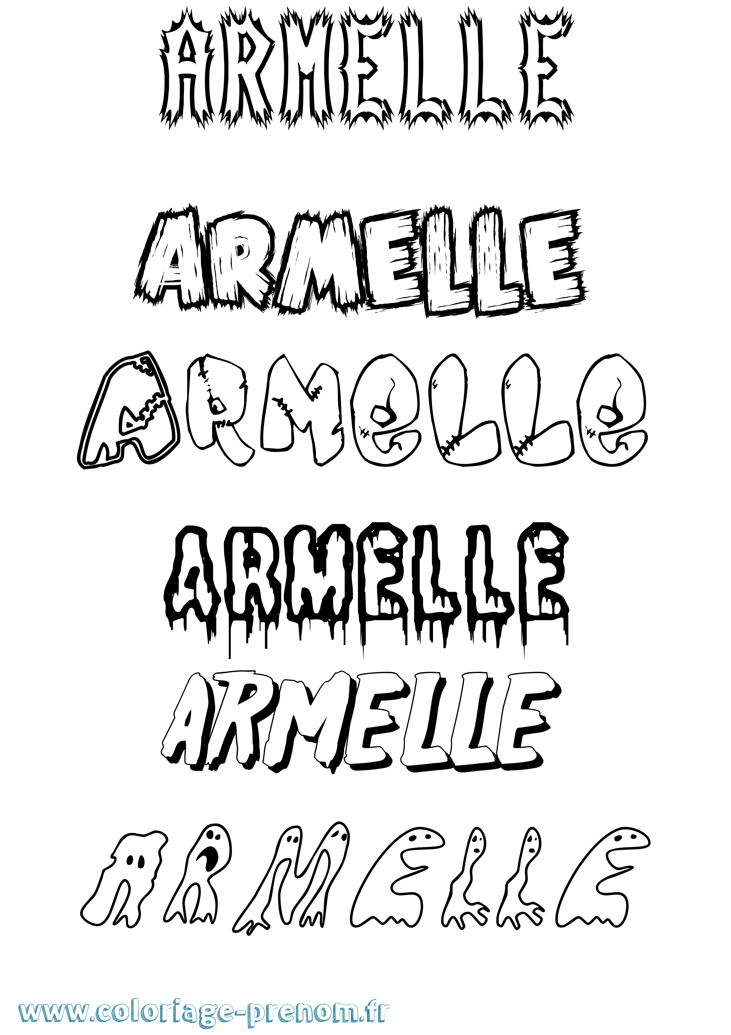 Coloriage prénom Armelle Frisson