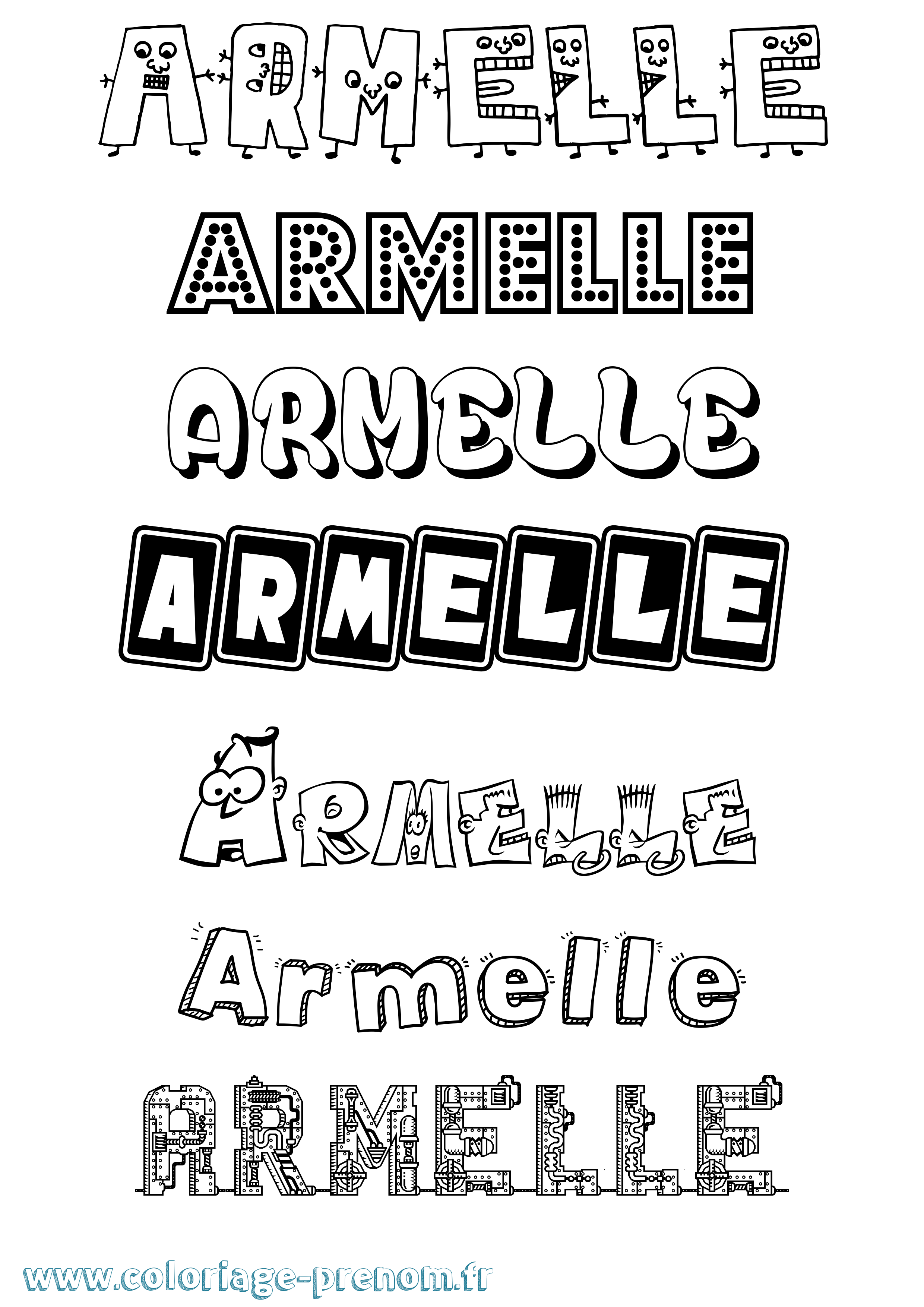 Coloriage prénom Armelle Fun