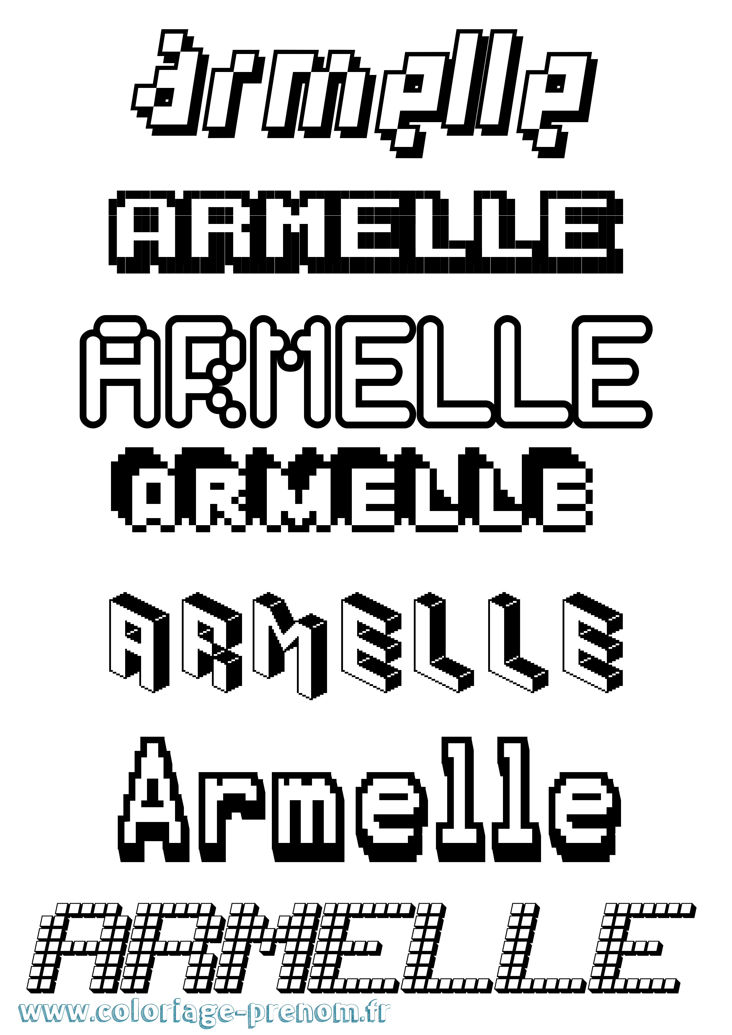 Coloriage prénom Armelle Pixel