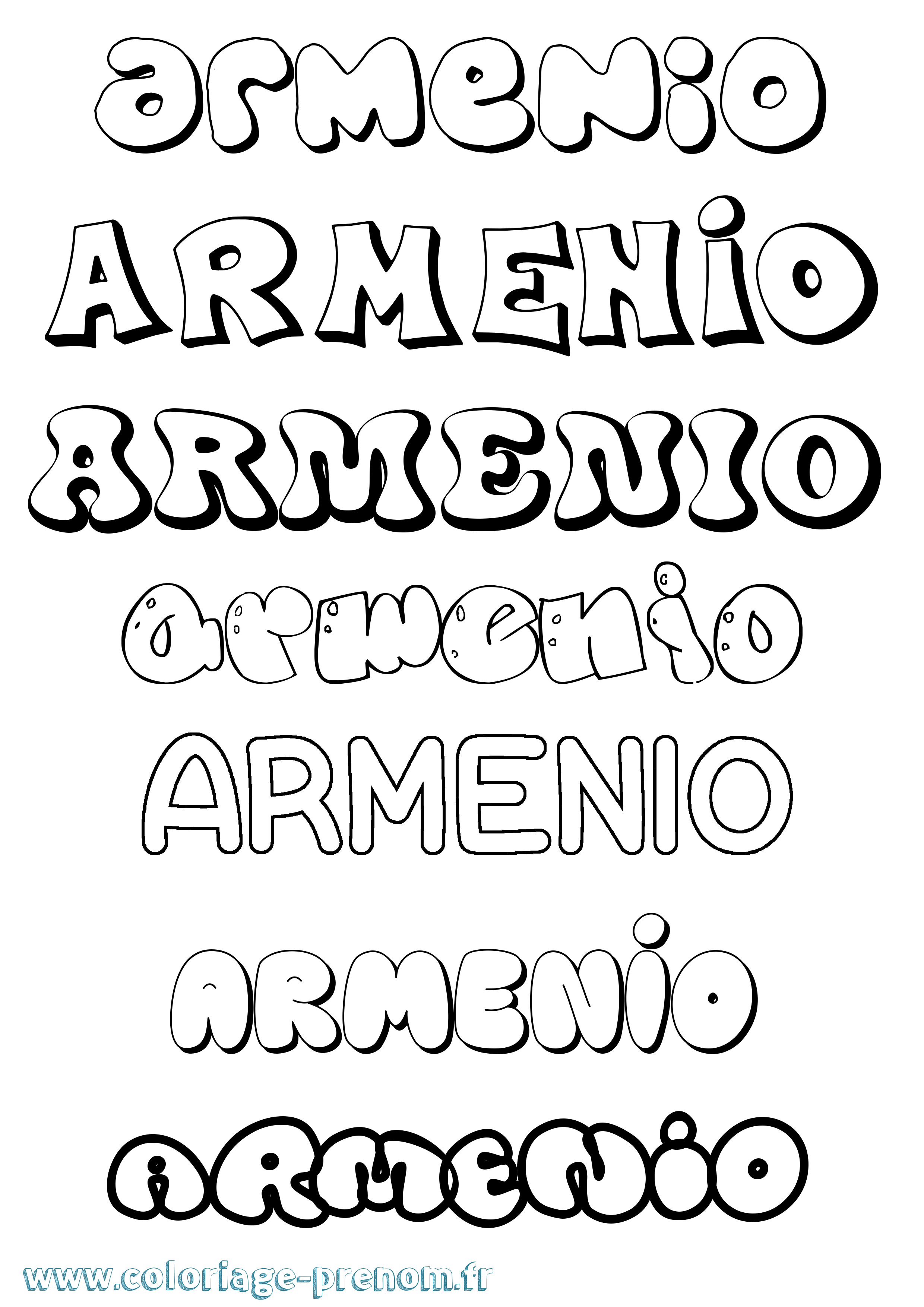 Coloriage prénom Armenio Bubble