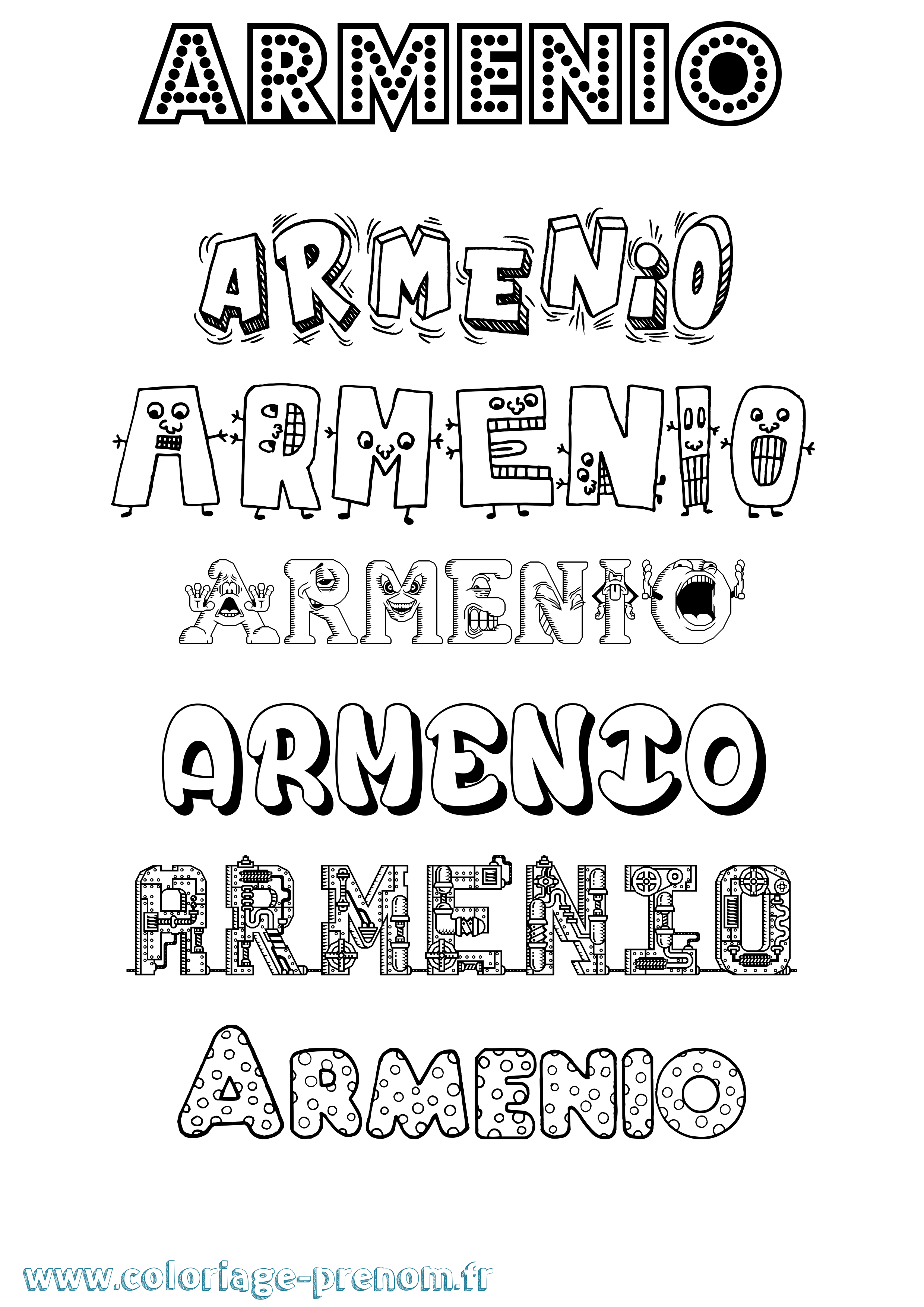 Coloriage prénom Armenio Fun