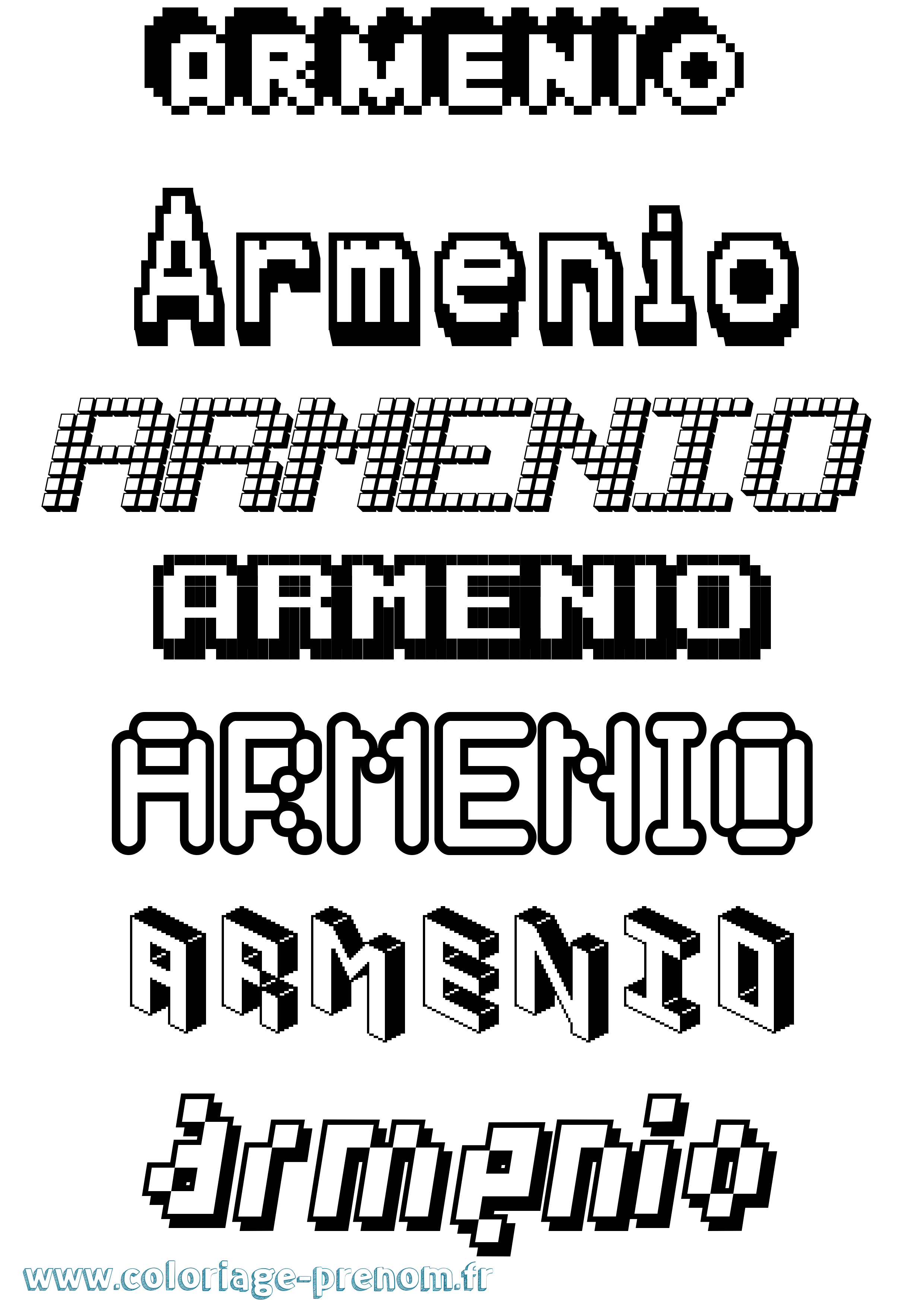 Coloriage prénom Armenio Pixel