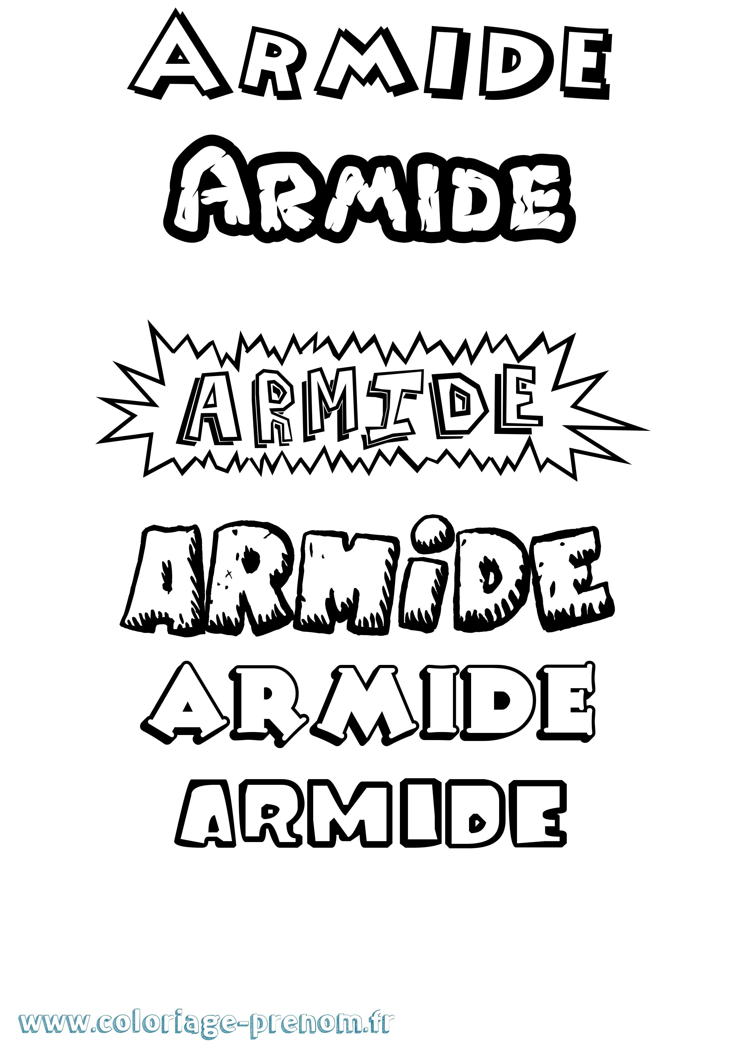 Coloriage prénom Armide Dessin Animé