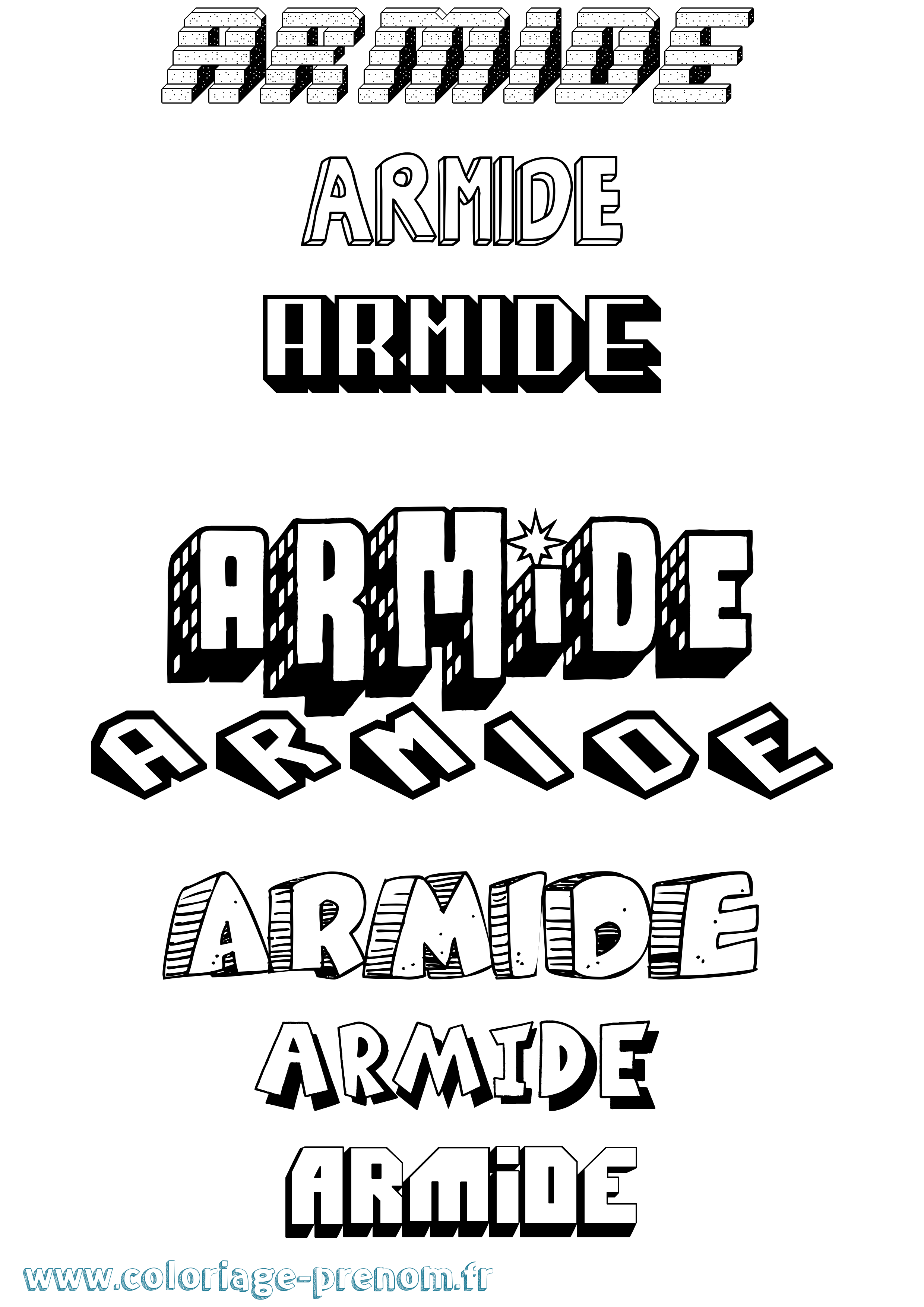 Coloriage prénom Armide Effet 3D