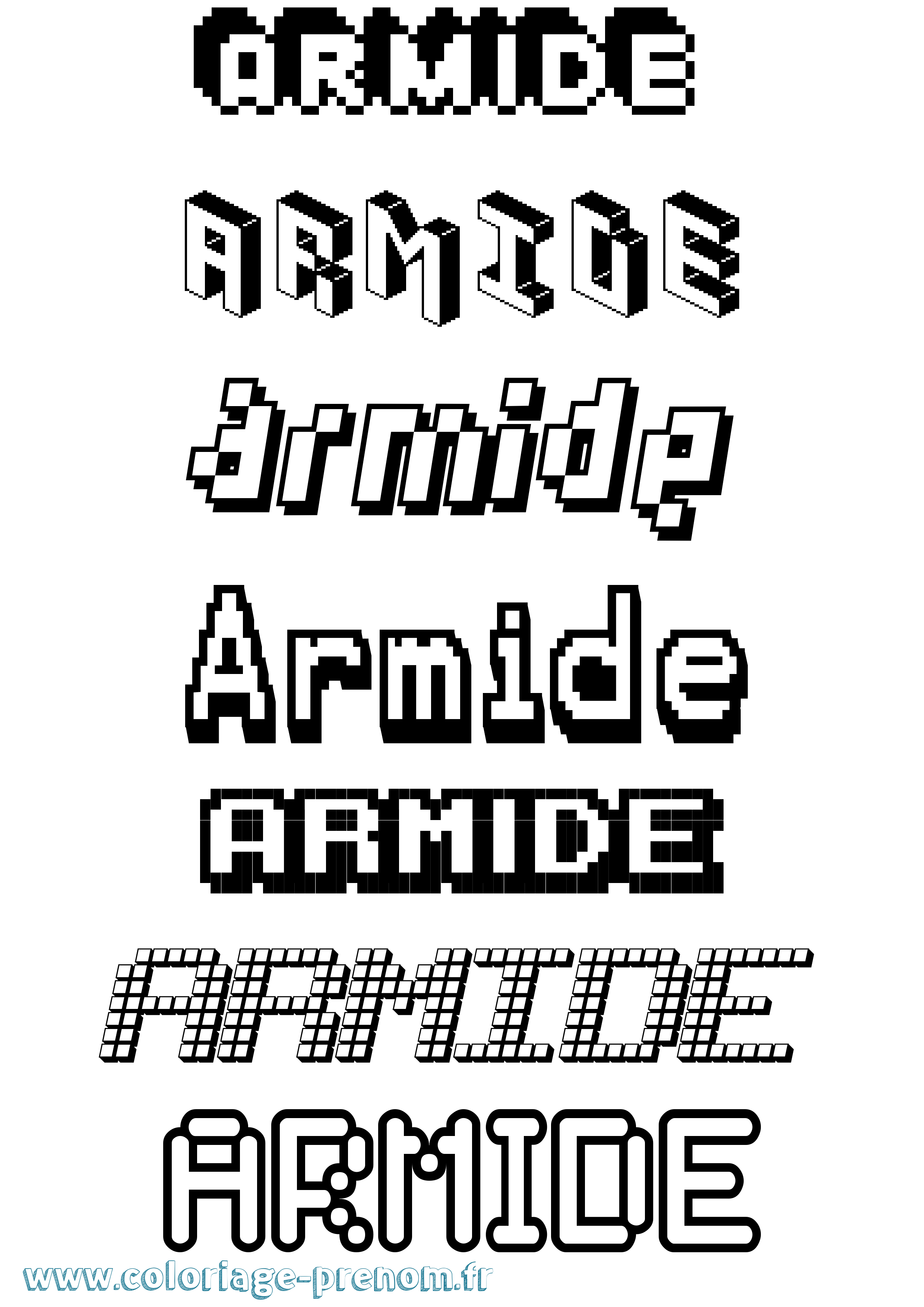 Coloriage prénom Armide Pixel