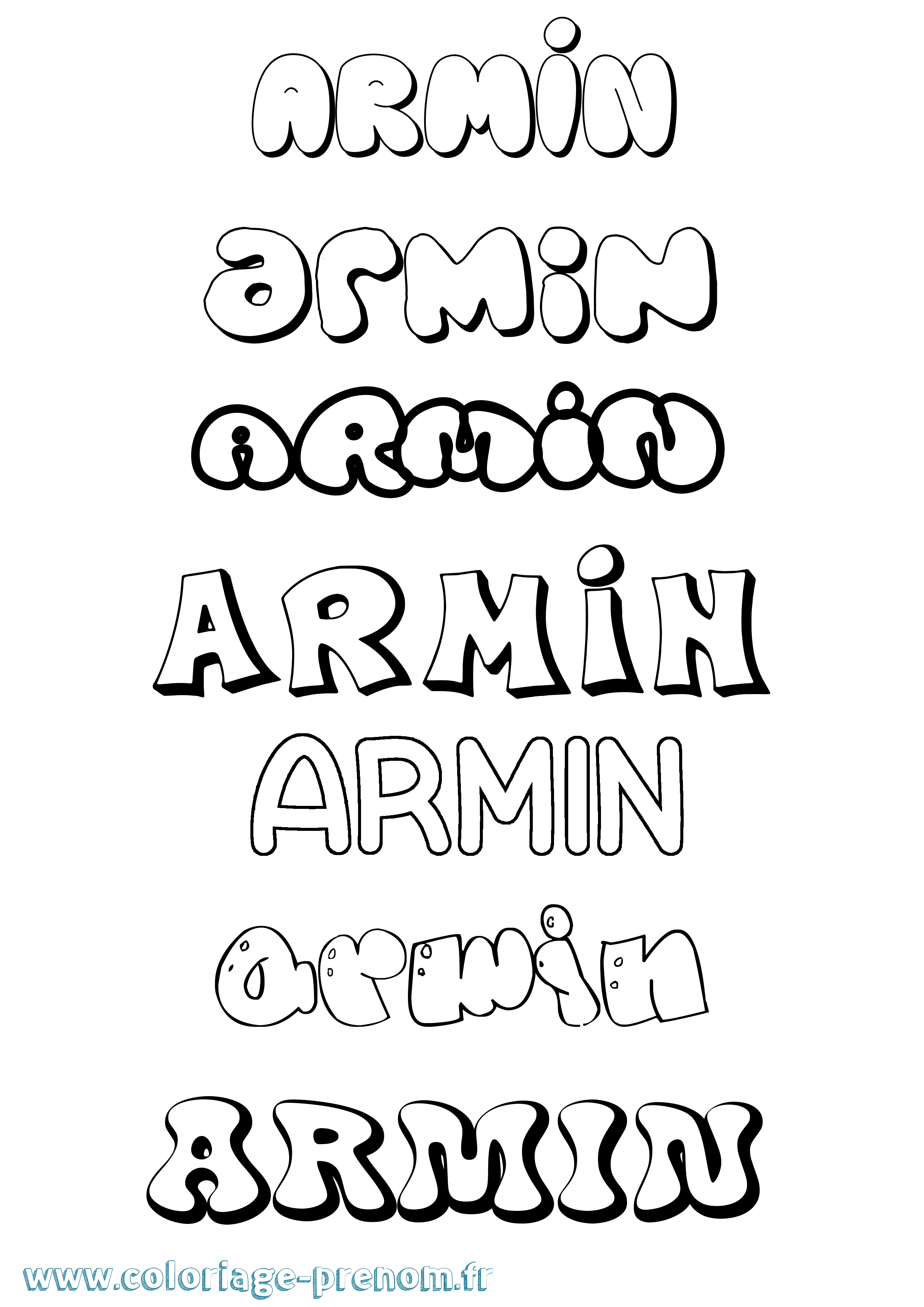 Coloriage prénom Armin Bubble