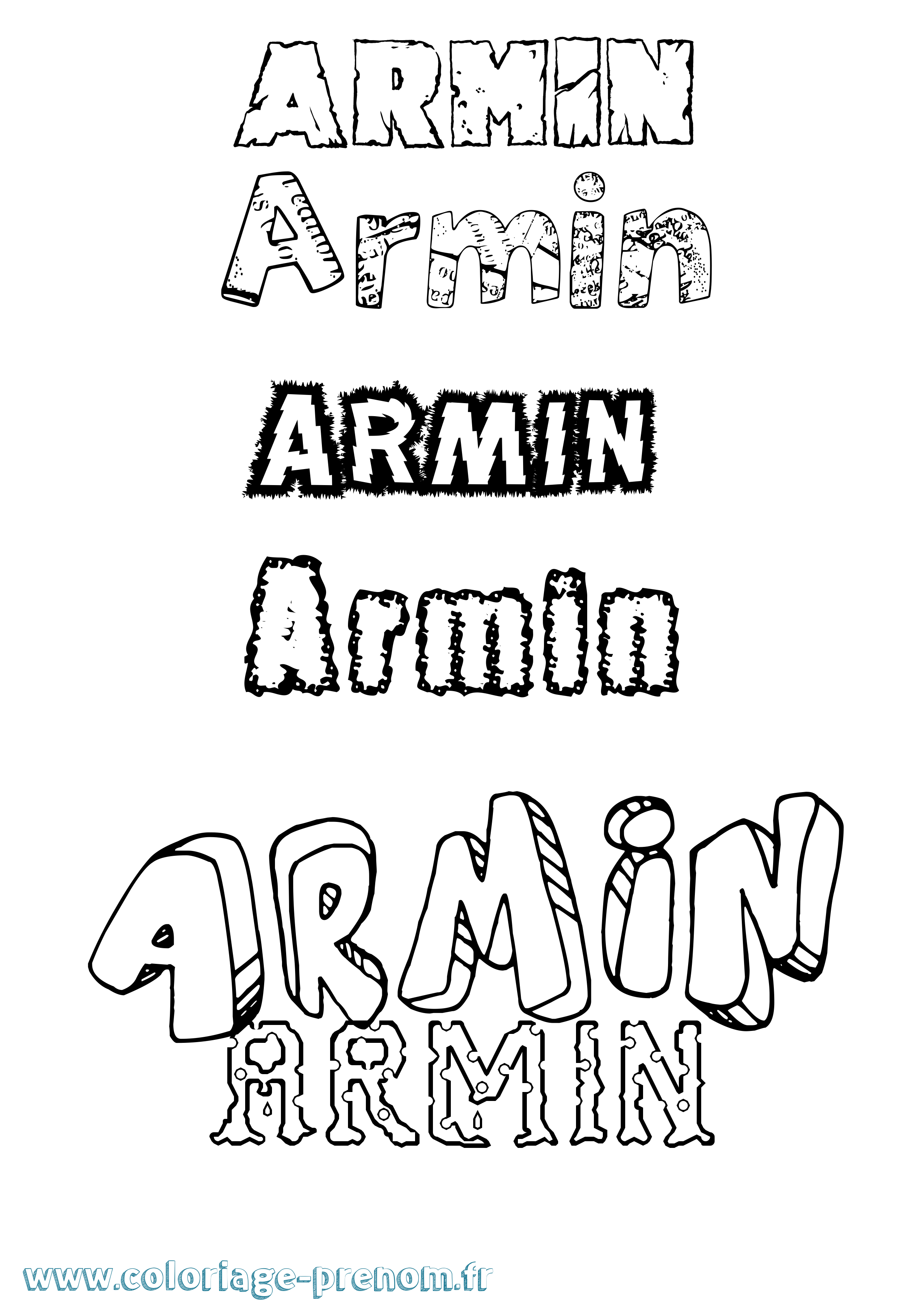 Coloriage prénom Armin Destructuré