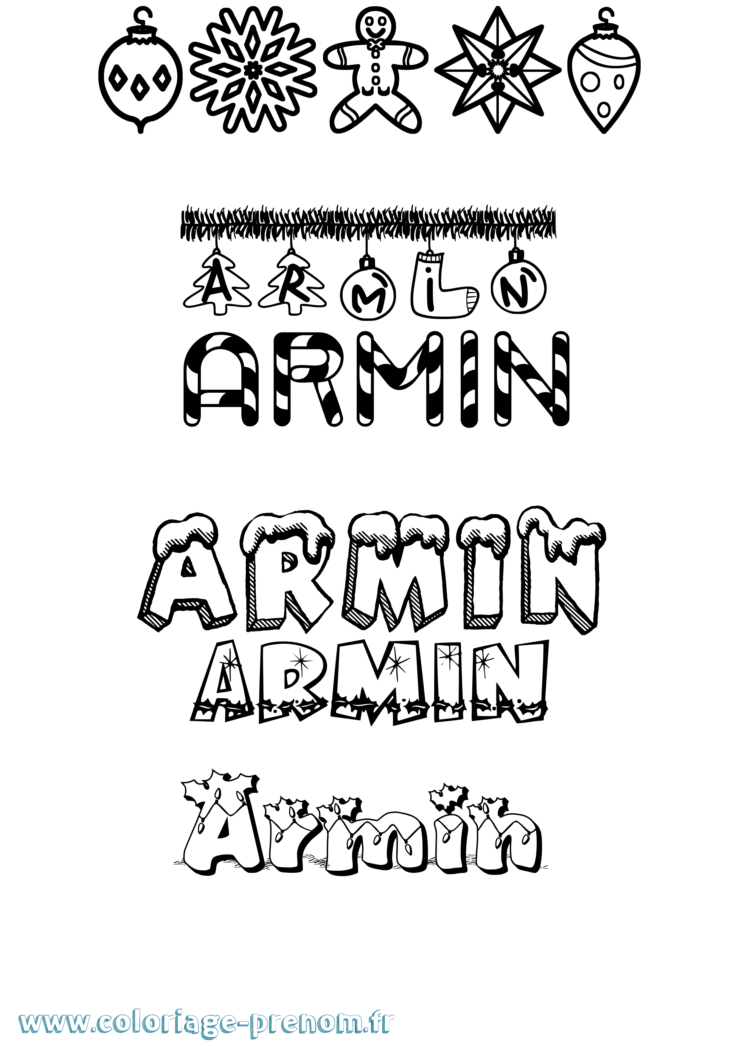 Coloriage prénom Armin Noël