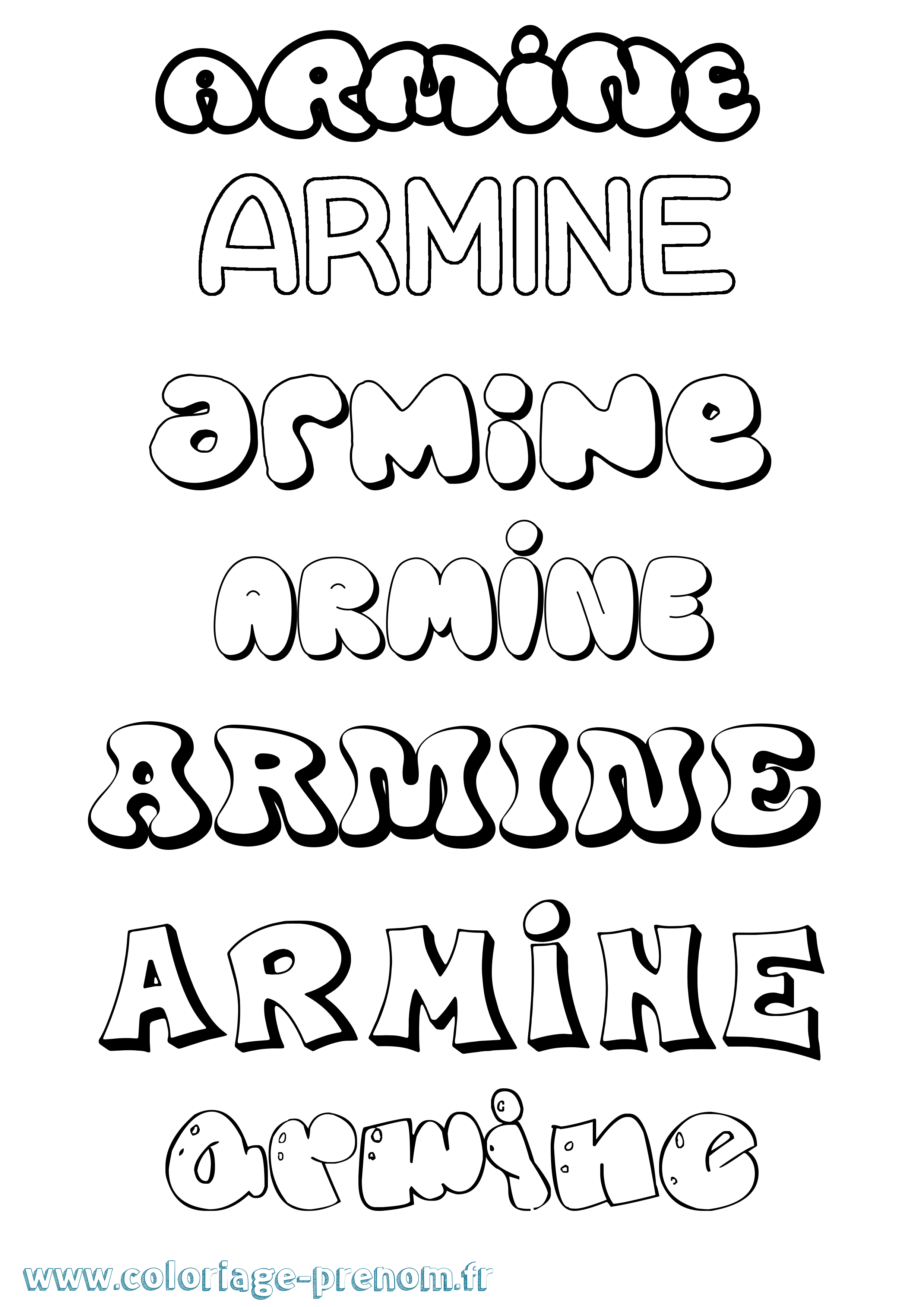 Coloriage prénom Armine Bubble