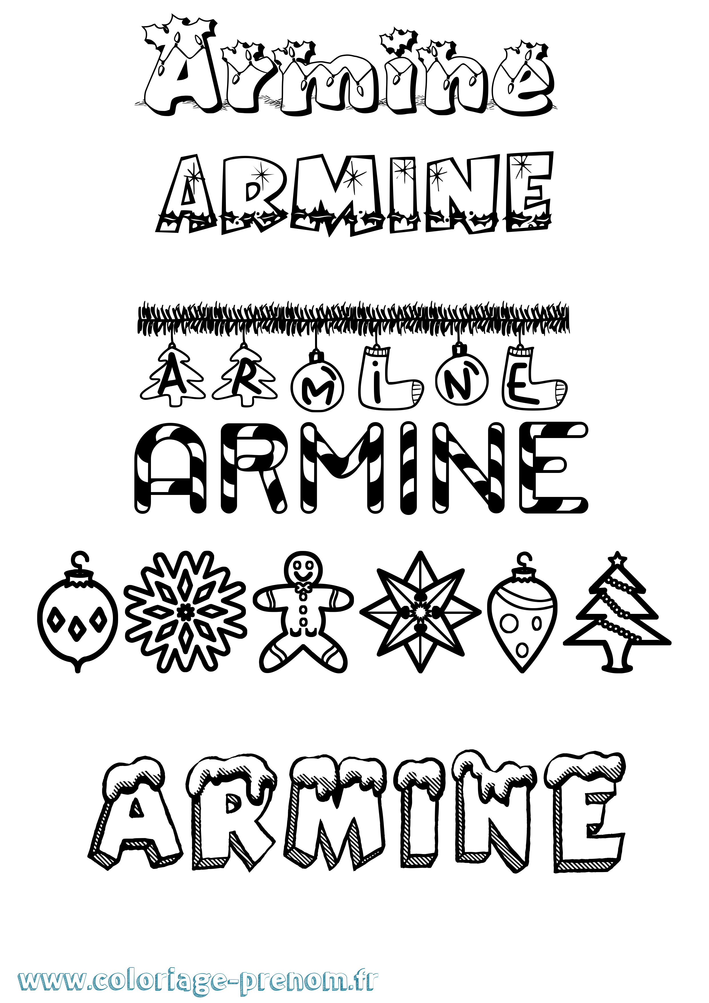 Coloriage prénom Armine Noël