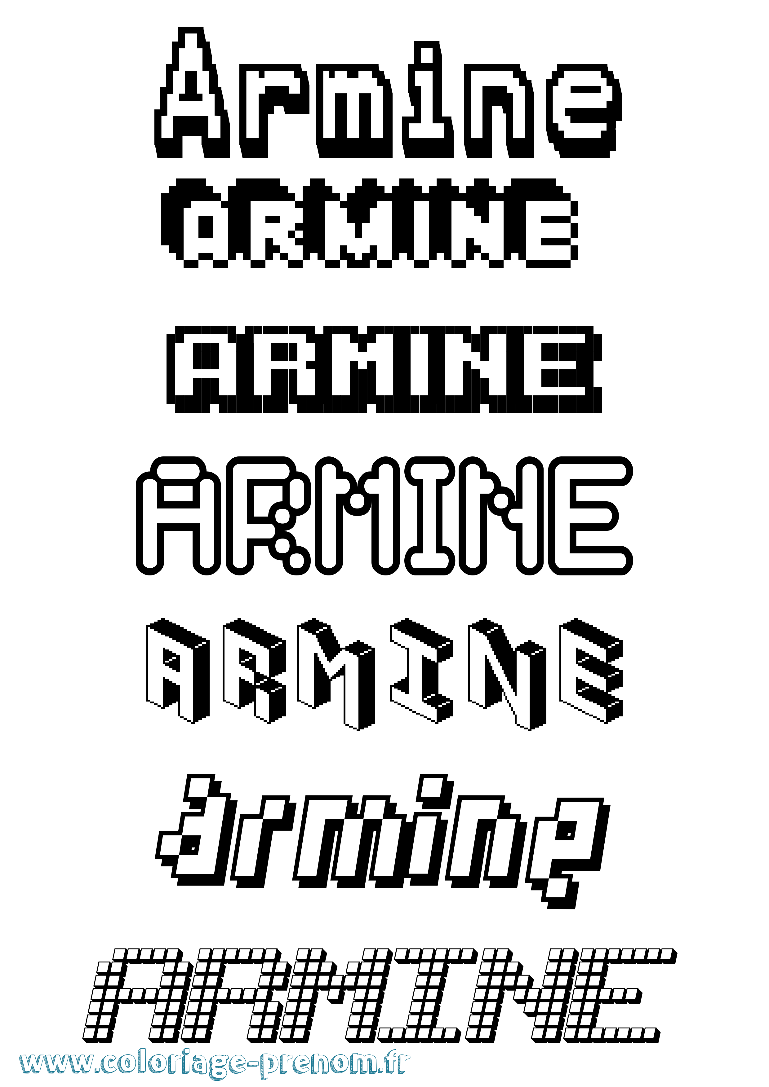 Coloriage prénom Armine Pixel