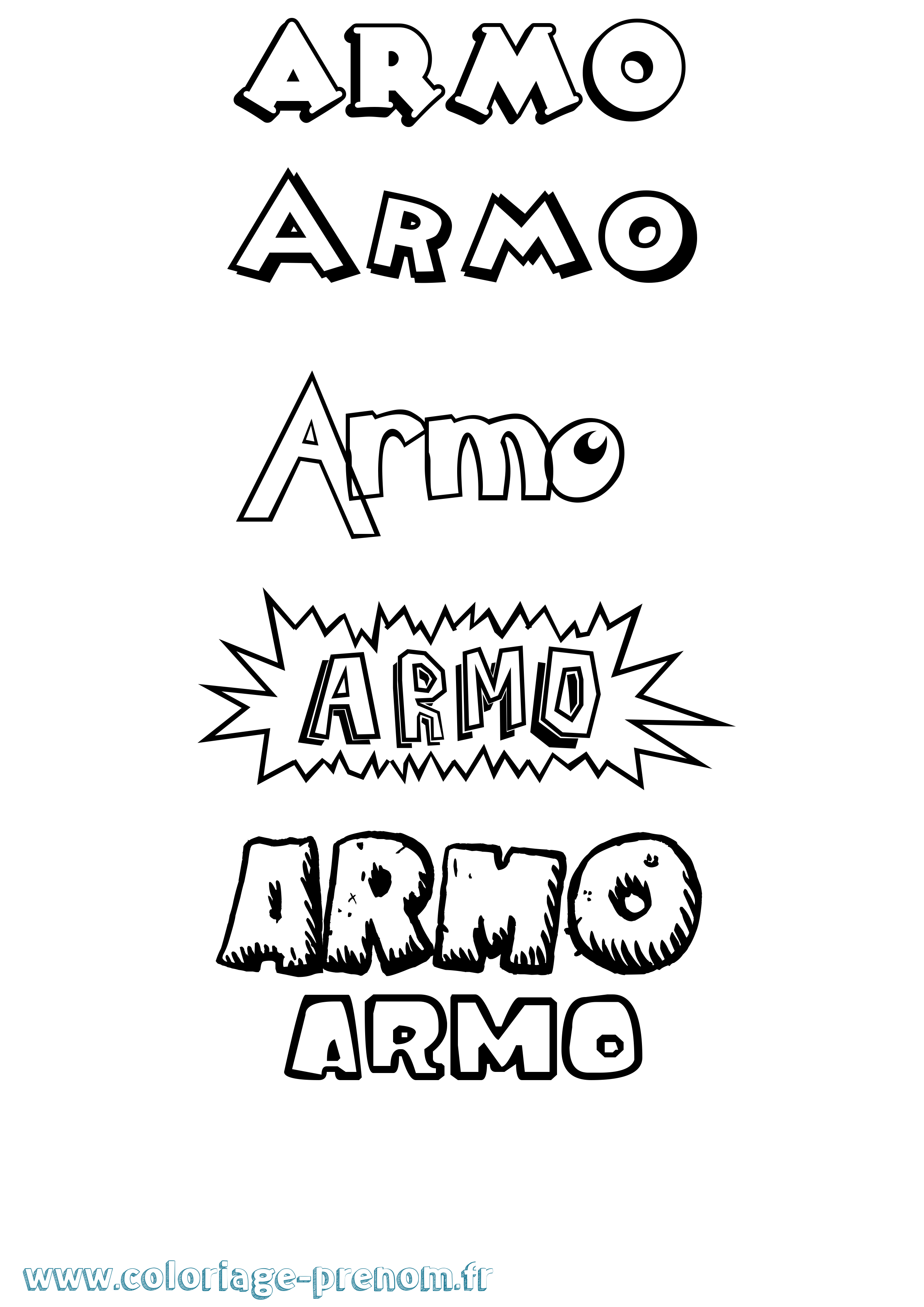 Coloriage prénom Armo Dessin Animé