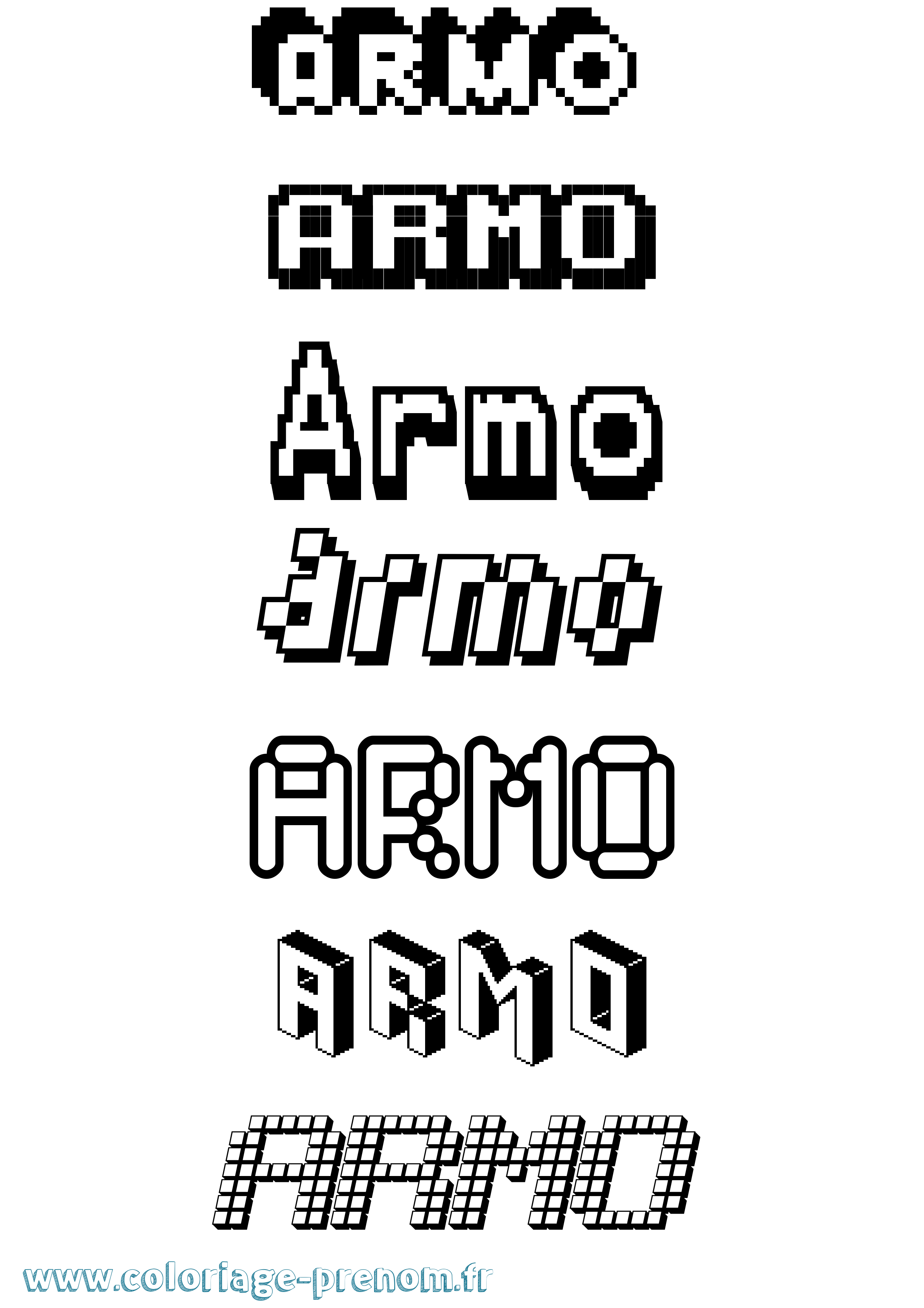Coloriage prénom Armo Pixel