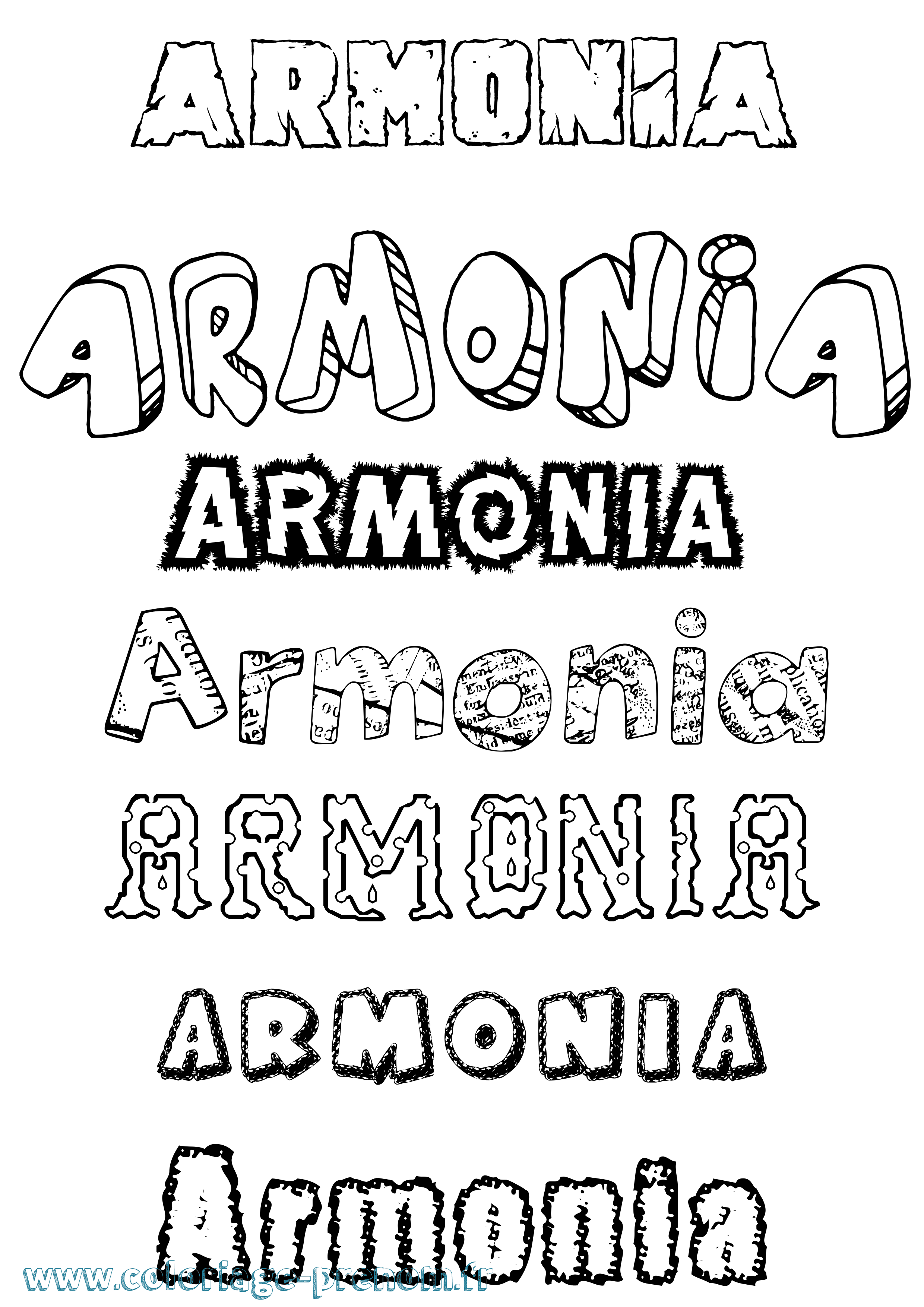 Coloriage prénom Armonia Destructuré