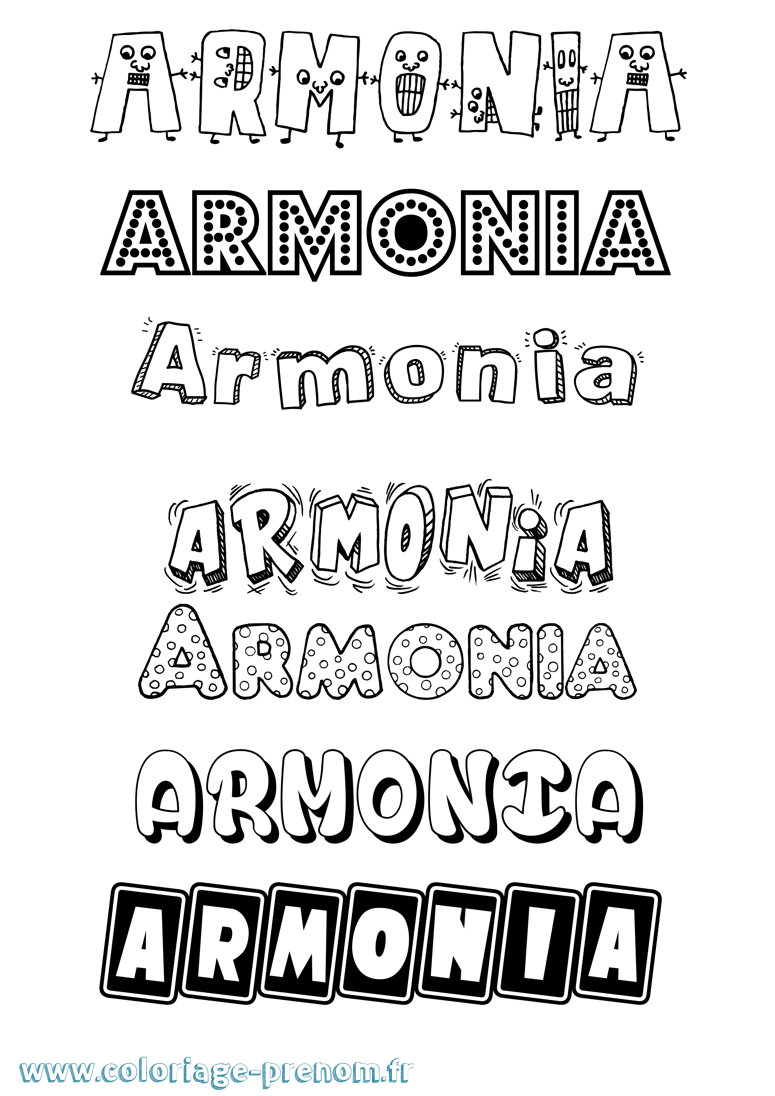 Coloriage prénom Armonia Fun
