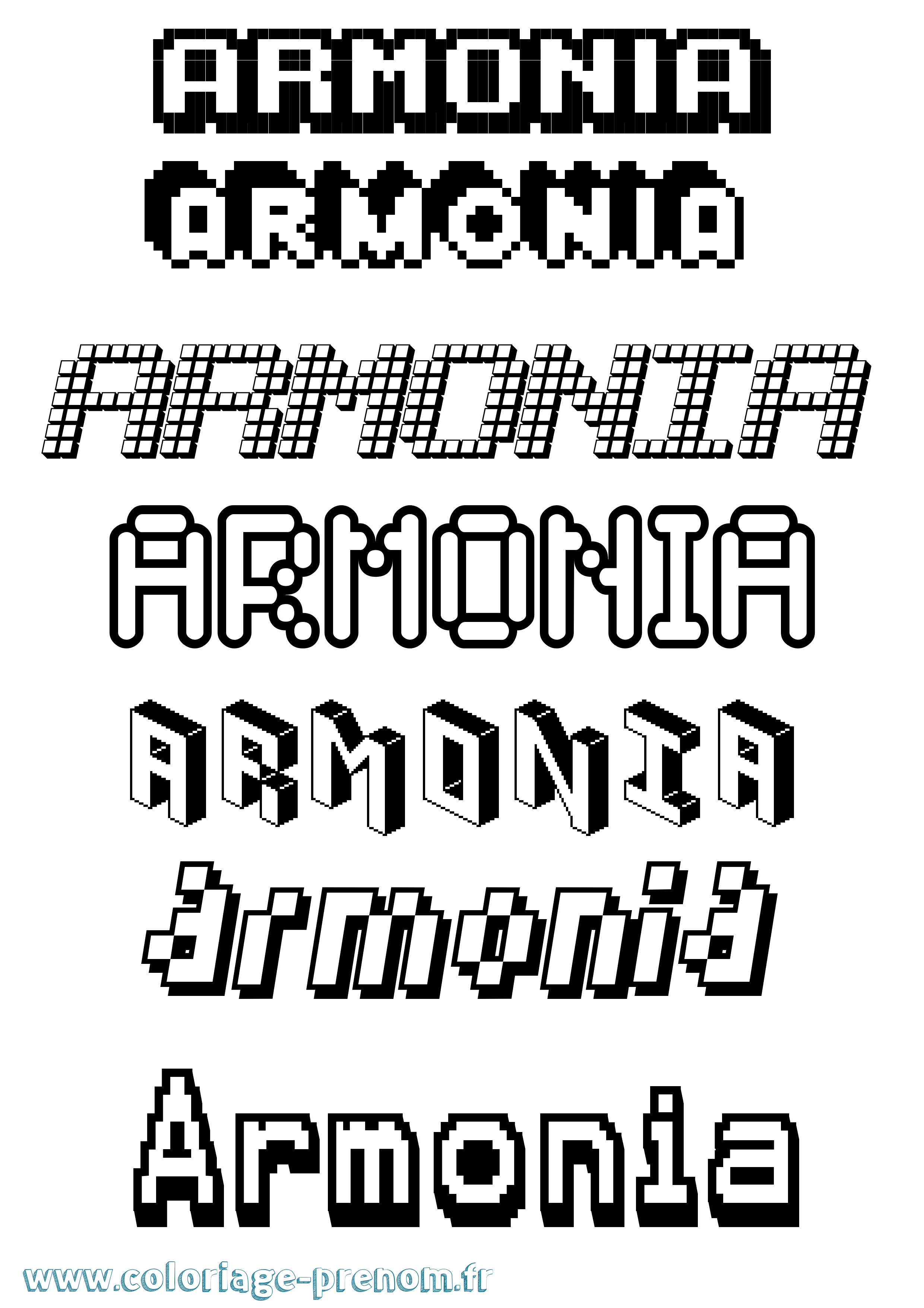 Coloriage prénom Armonia Pixel