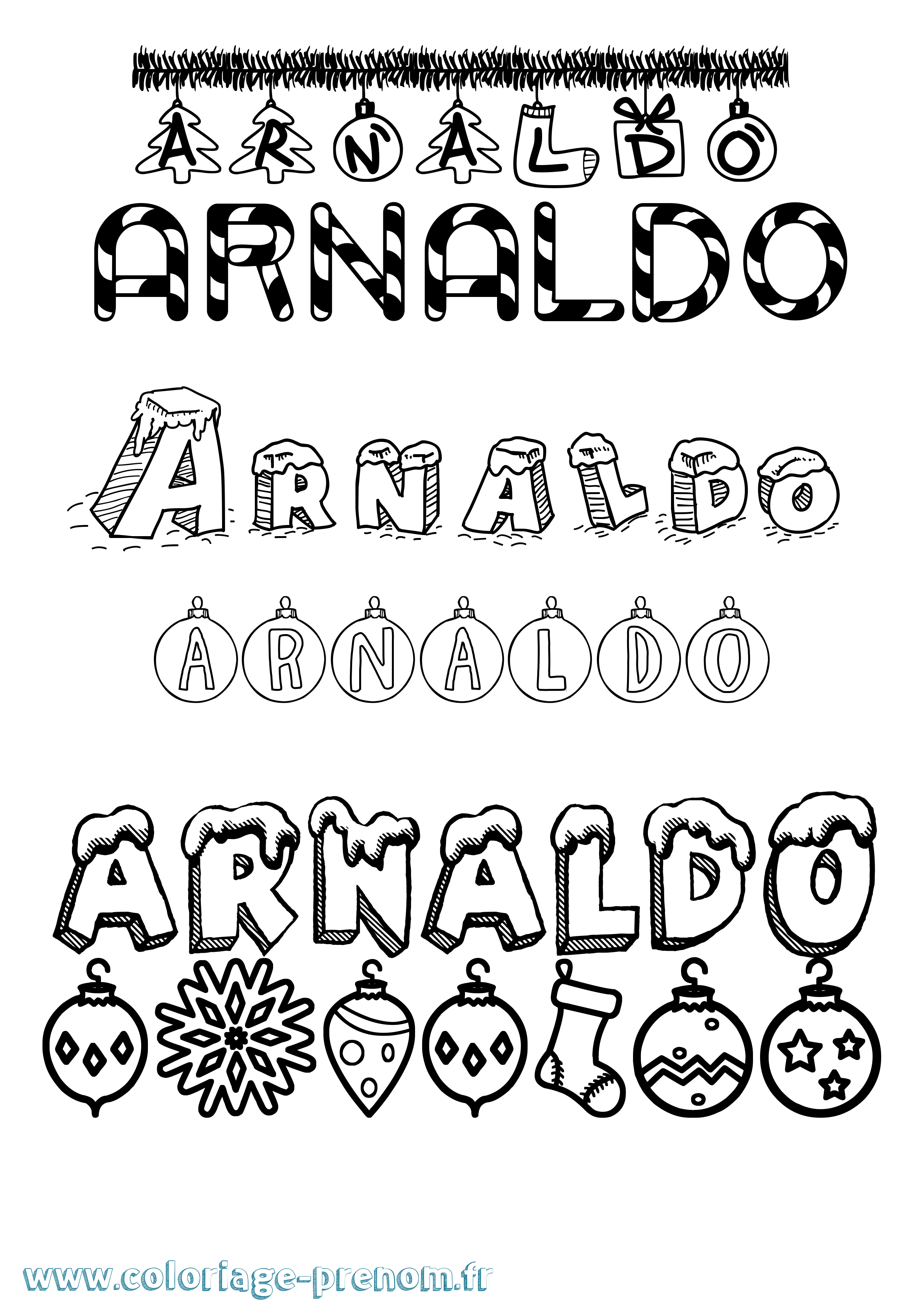 Coloriage prénom Arnaldo Noël