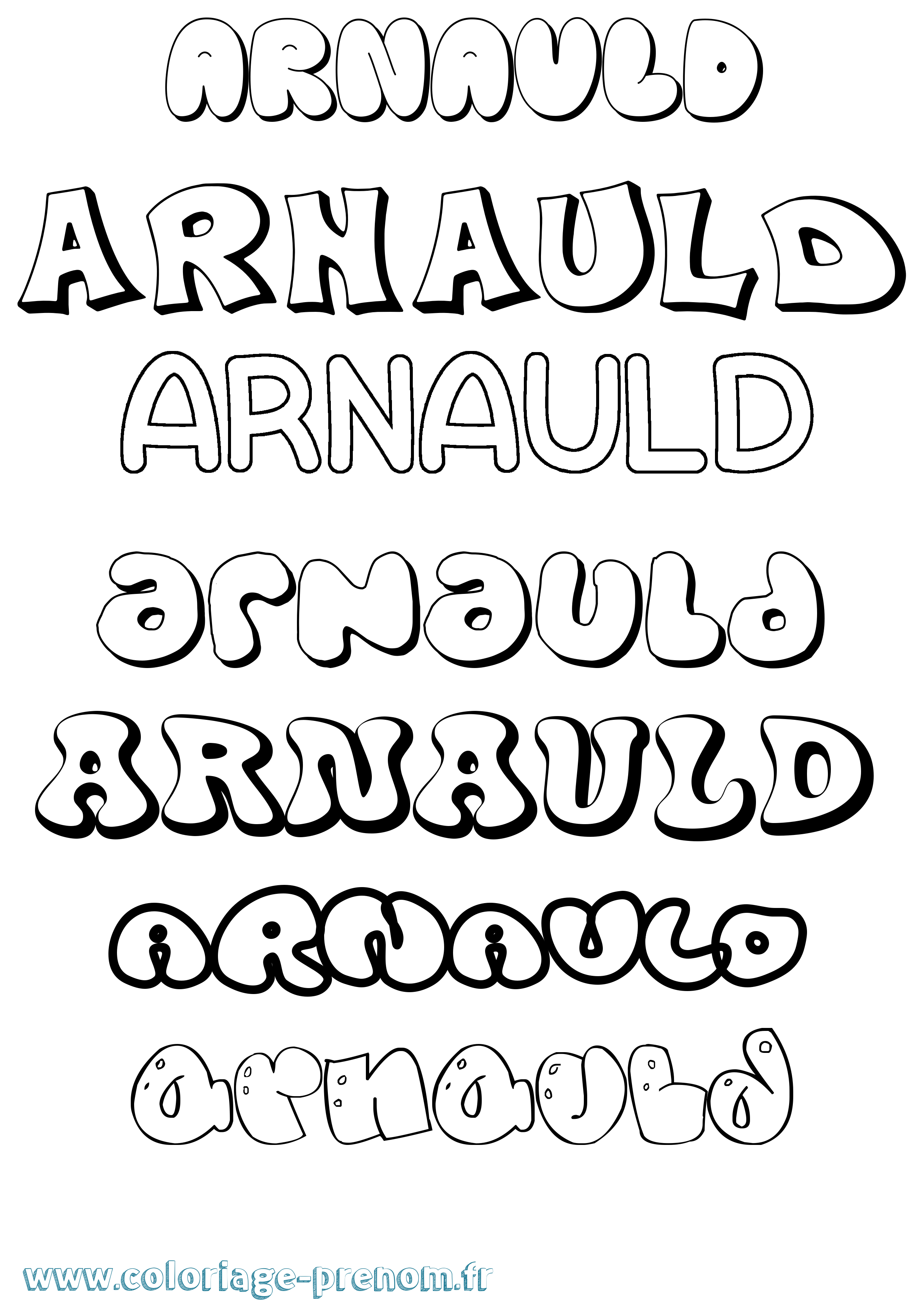 Coloriage prénom Arnauld Bubble